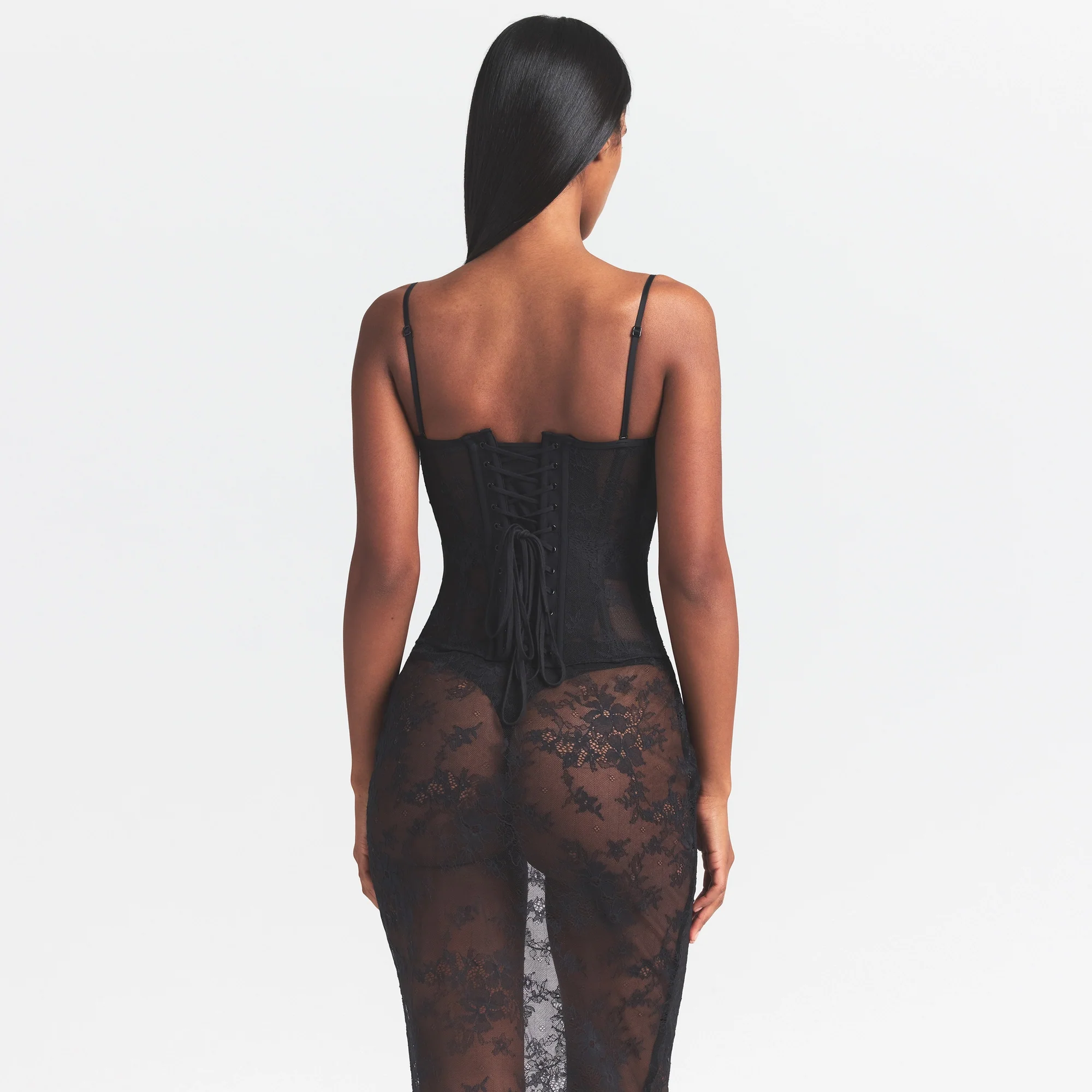 ULTRA FINE LACE STRAPLESS CORSET LONG DRESS | ONYX - Image 5