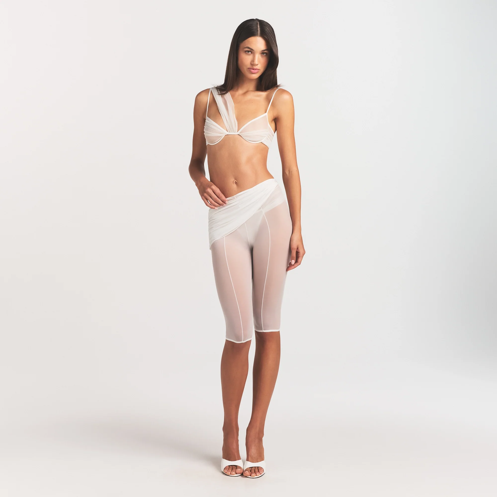 ULTRA FINE MESH DRAPED CAPRI | IVORY - Image 2