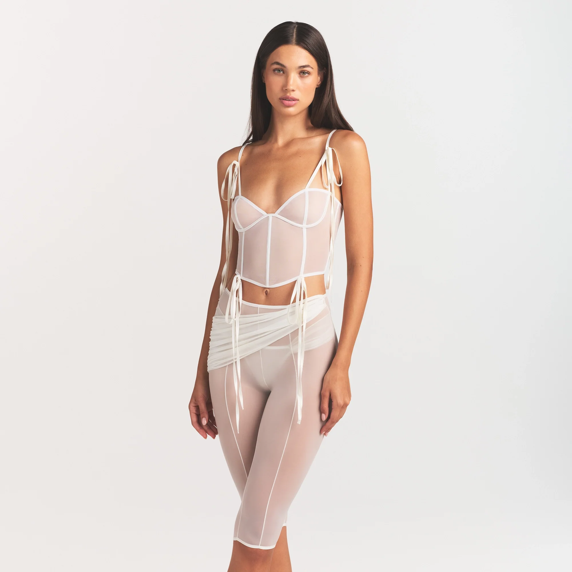 ULTRA FINE MESH DRAPED CAPRI | IVORY - Image 3