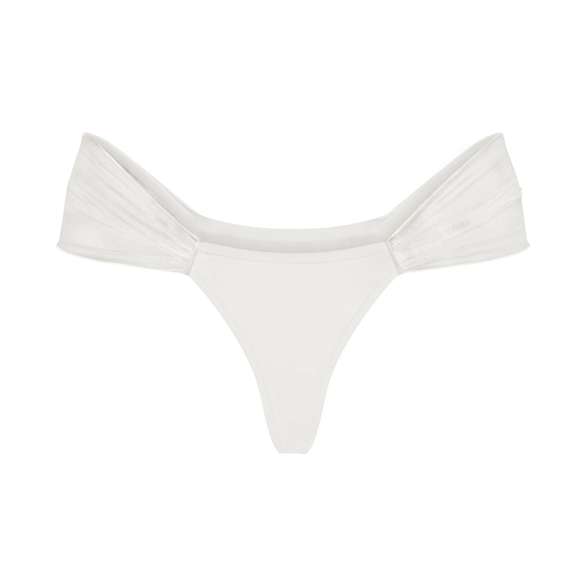 ULTRA FINE MESH DRAPED THONG | IVORY