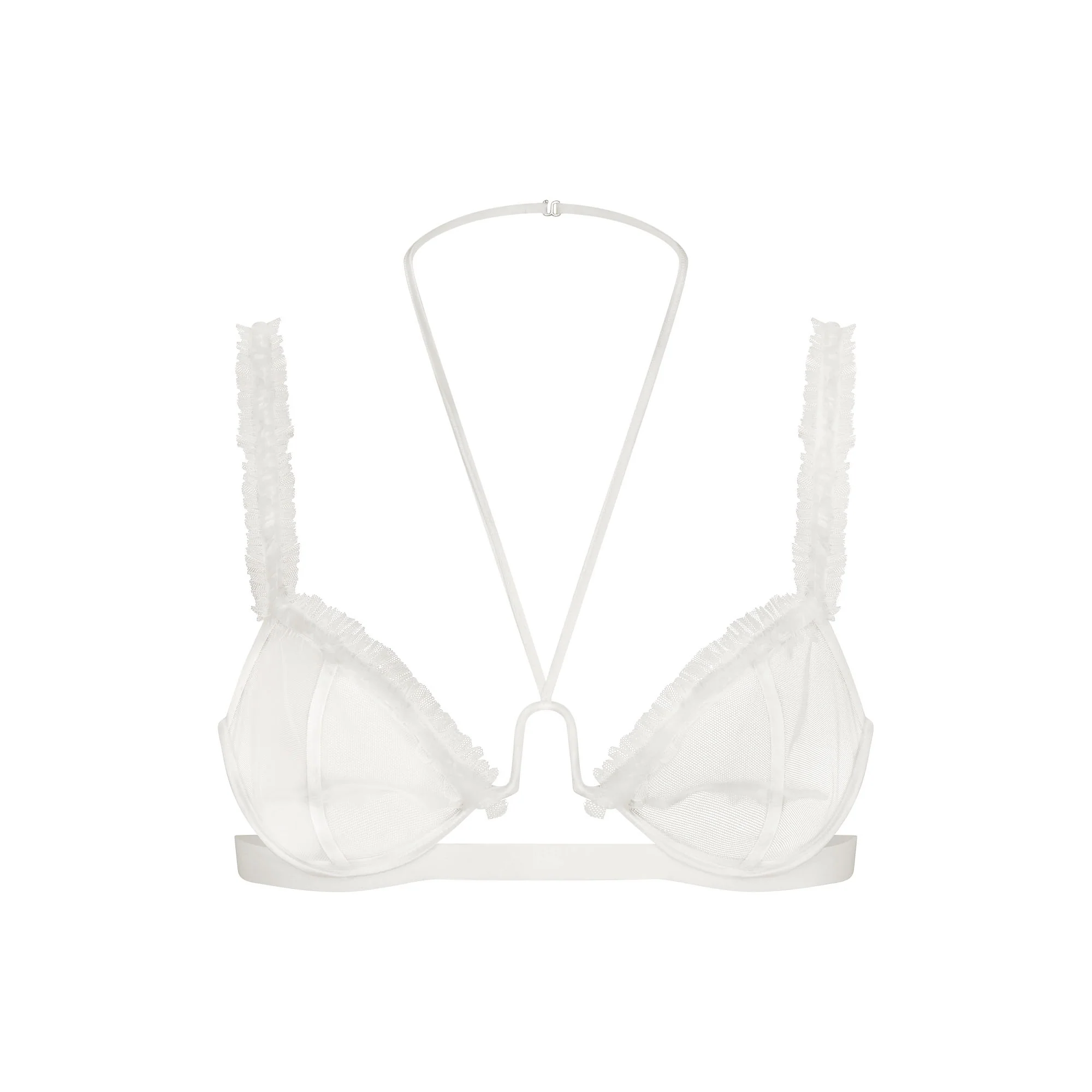 ULTRA FINE MESH RUFFLE BRA | IVORY