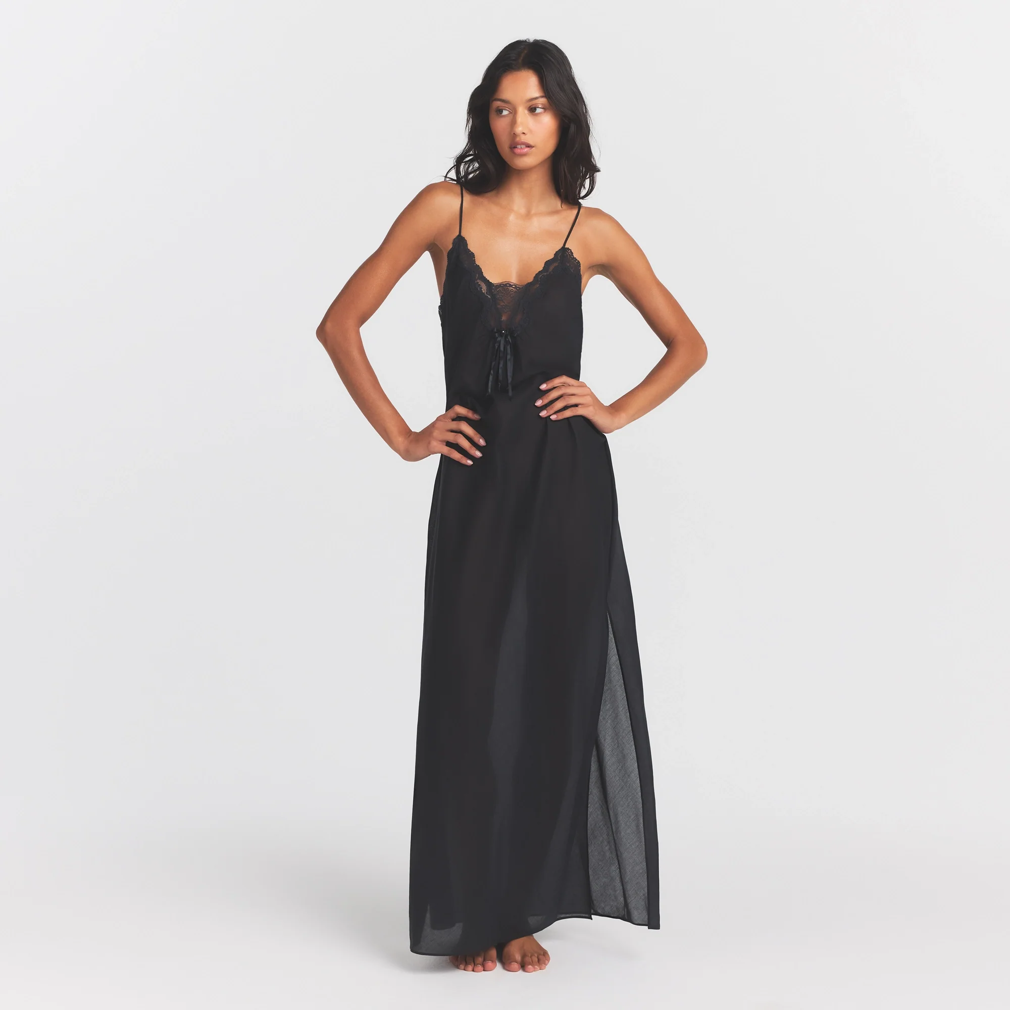 VOILE SLEEP LONG DRESS | ONYX - Image 3