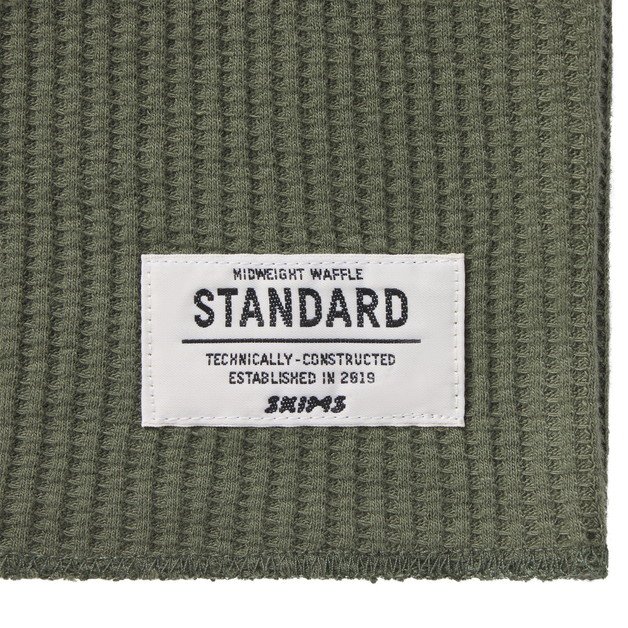 WAFFLE MENS LONG SLEEVE TOP | MILITARY GREEN - Image 7