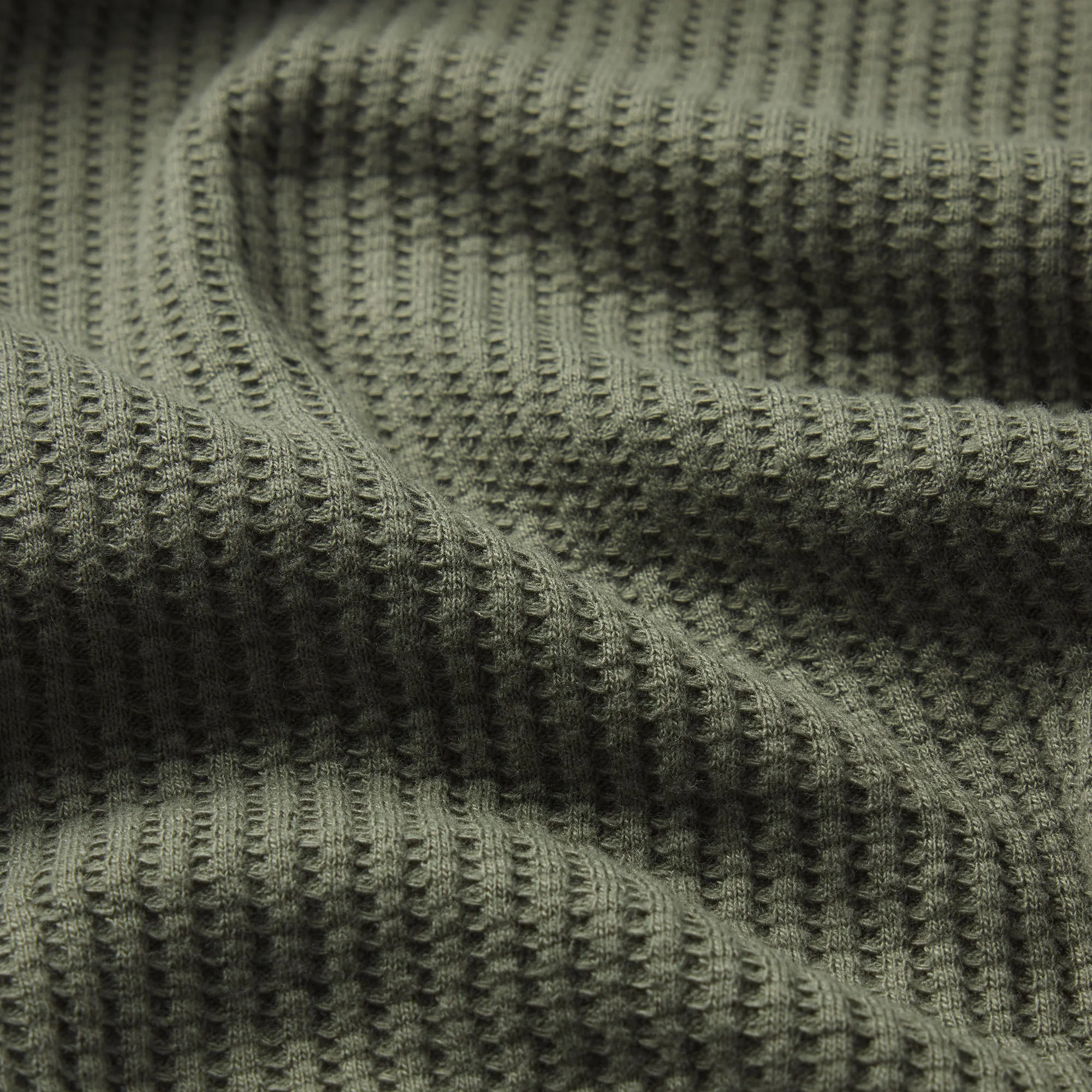 WAFFLE MENS LONG SLEEVE TOP | MILITARY GREEN - Image 8