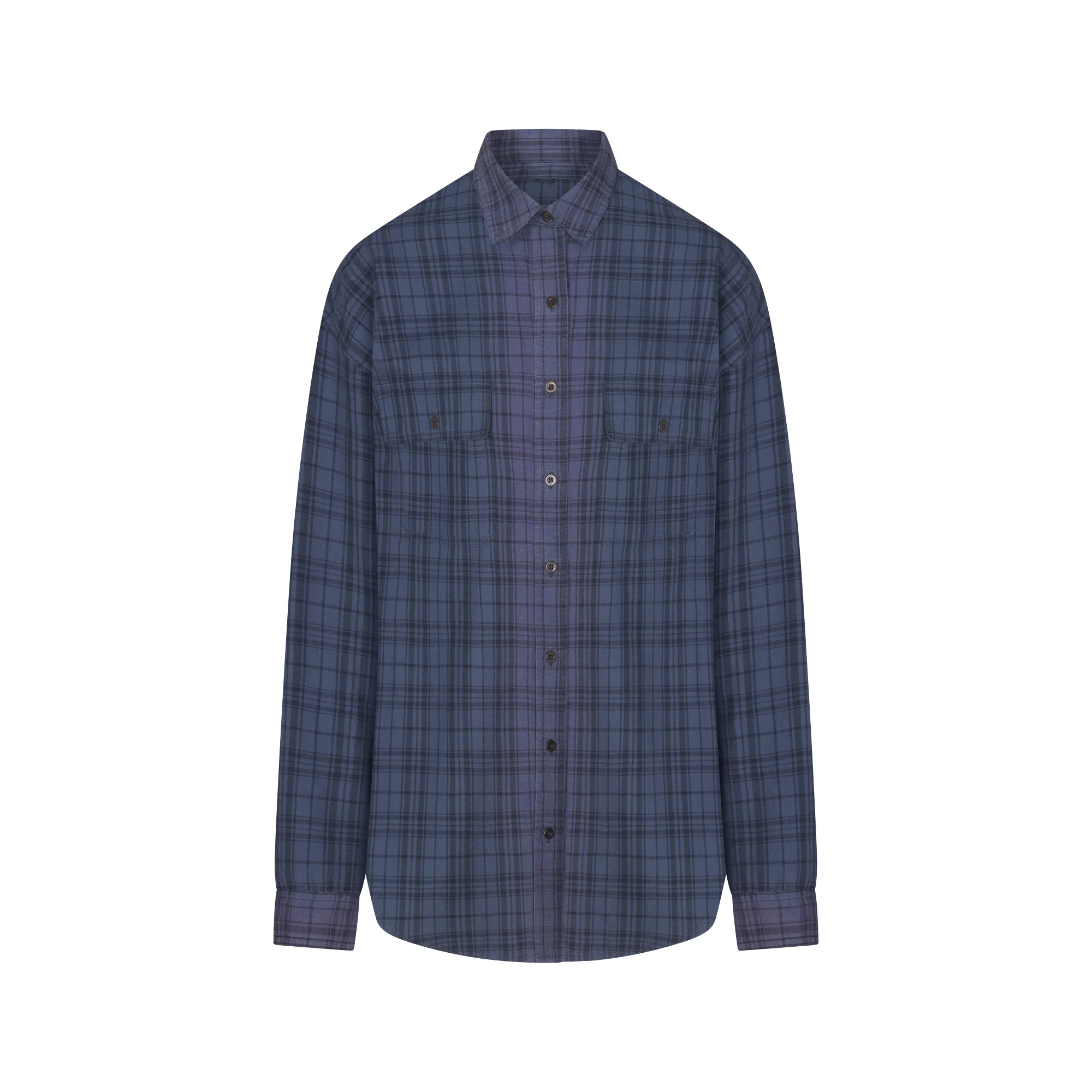 WASHED FLANNEL OVERSIZED SHIRT | GRAPHITE PLAID
