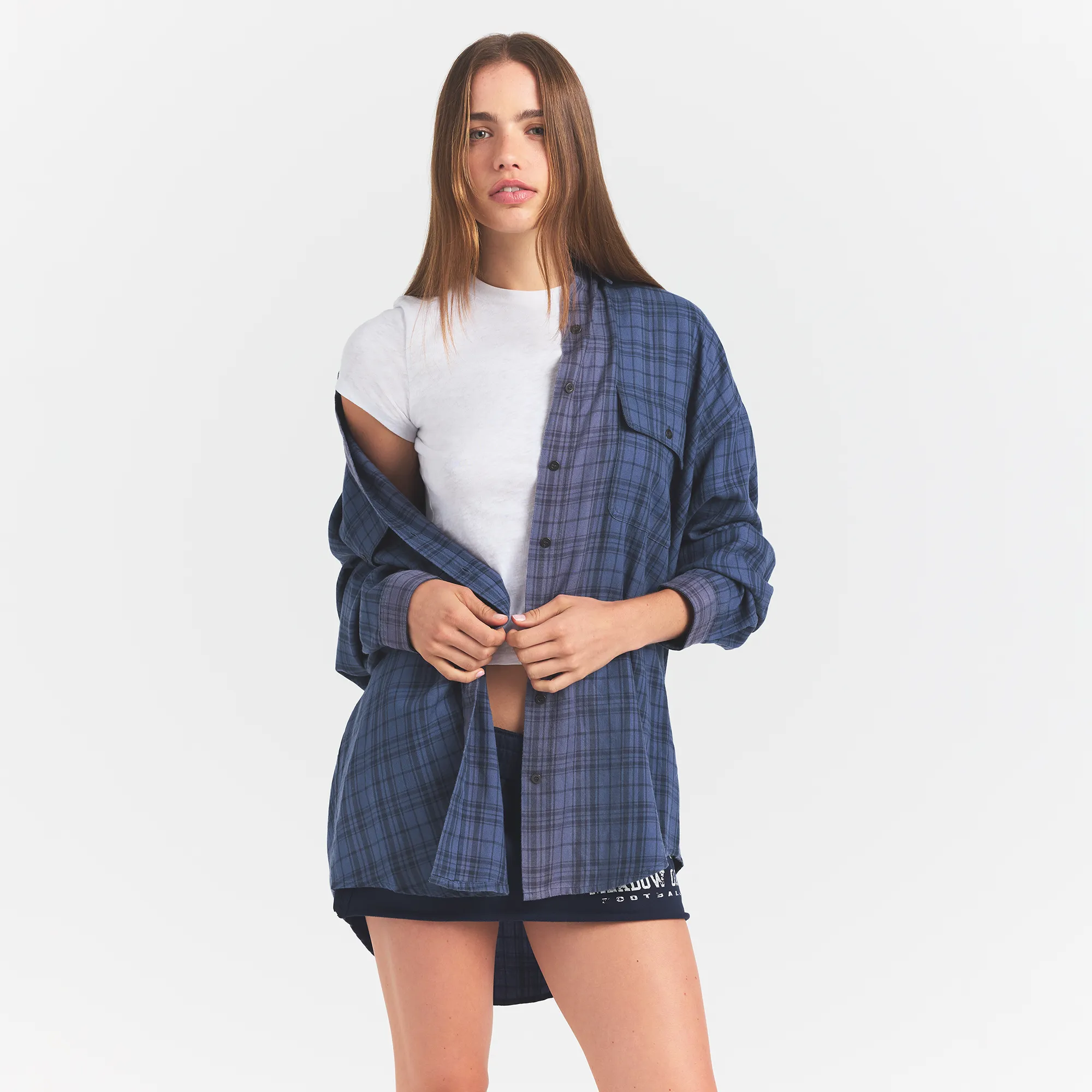 WASHED FLANNEL OVERSIZED SHIRT | GRAPHITE PLAID - Image 3