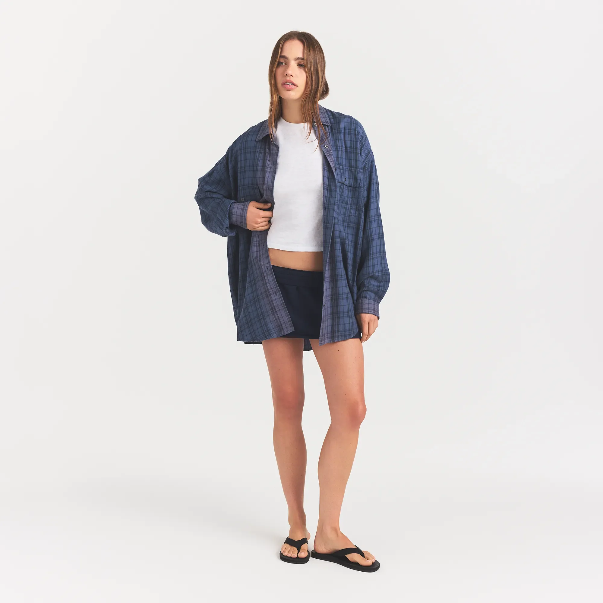 WASHED FLANNEL OVERSIZED SHIRT | GRAPHITE PLAID - Image 5