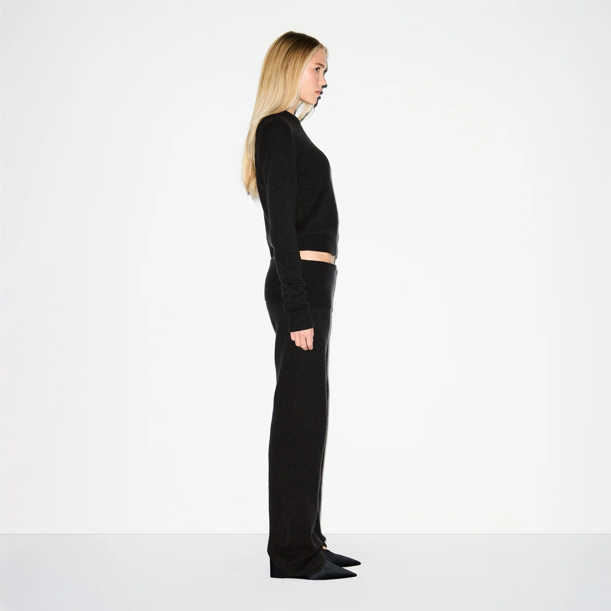 WOOL CASHMERE FOLDOVER PANT | ONYX - Image 3