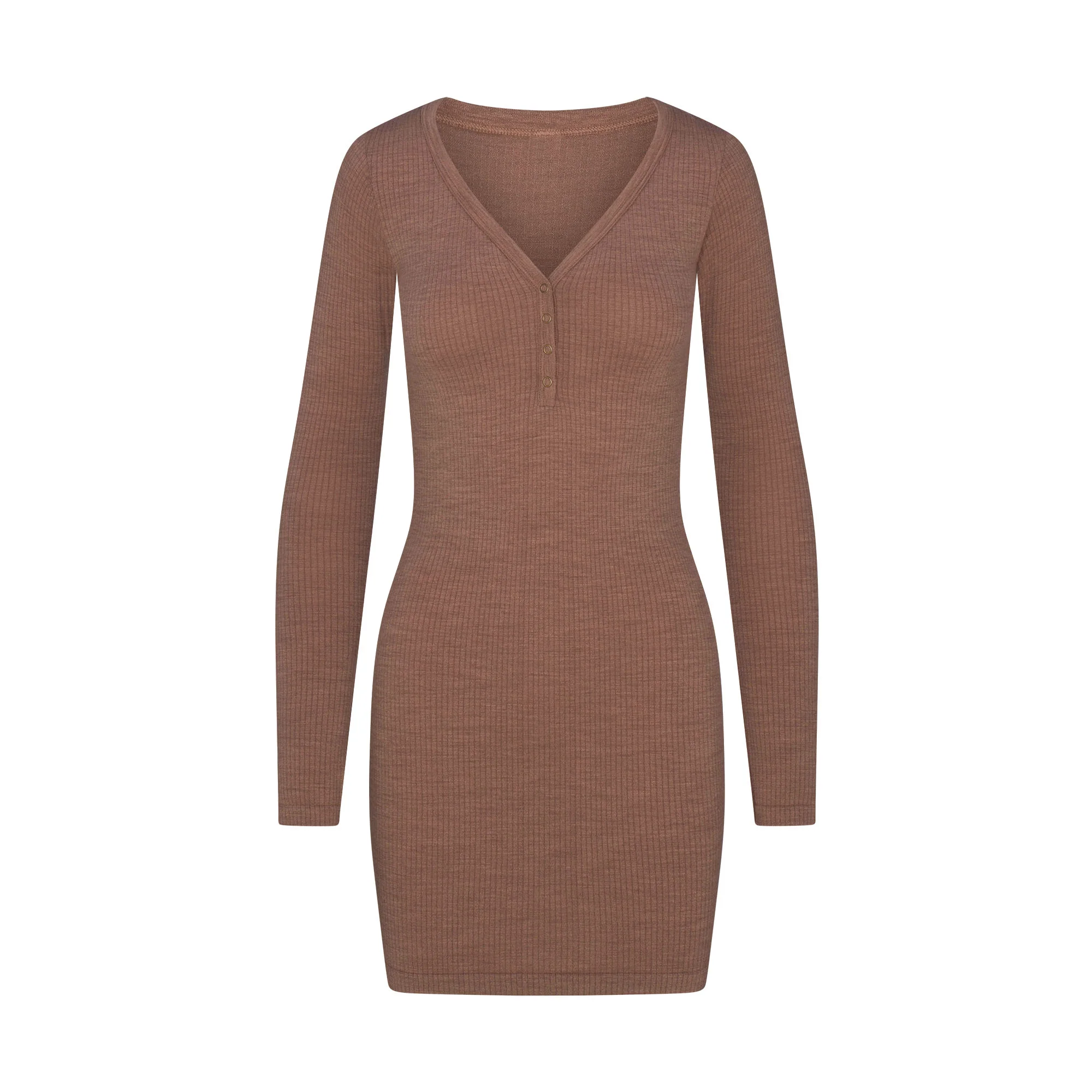 WOOL RIB HENLEY DRESS | SIENNA