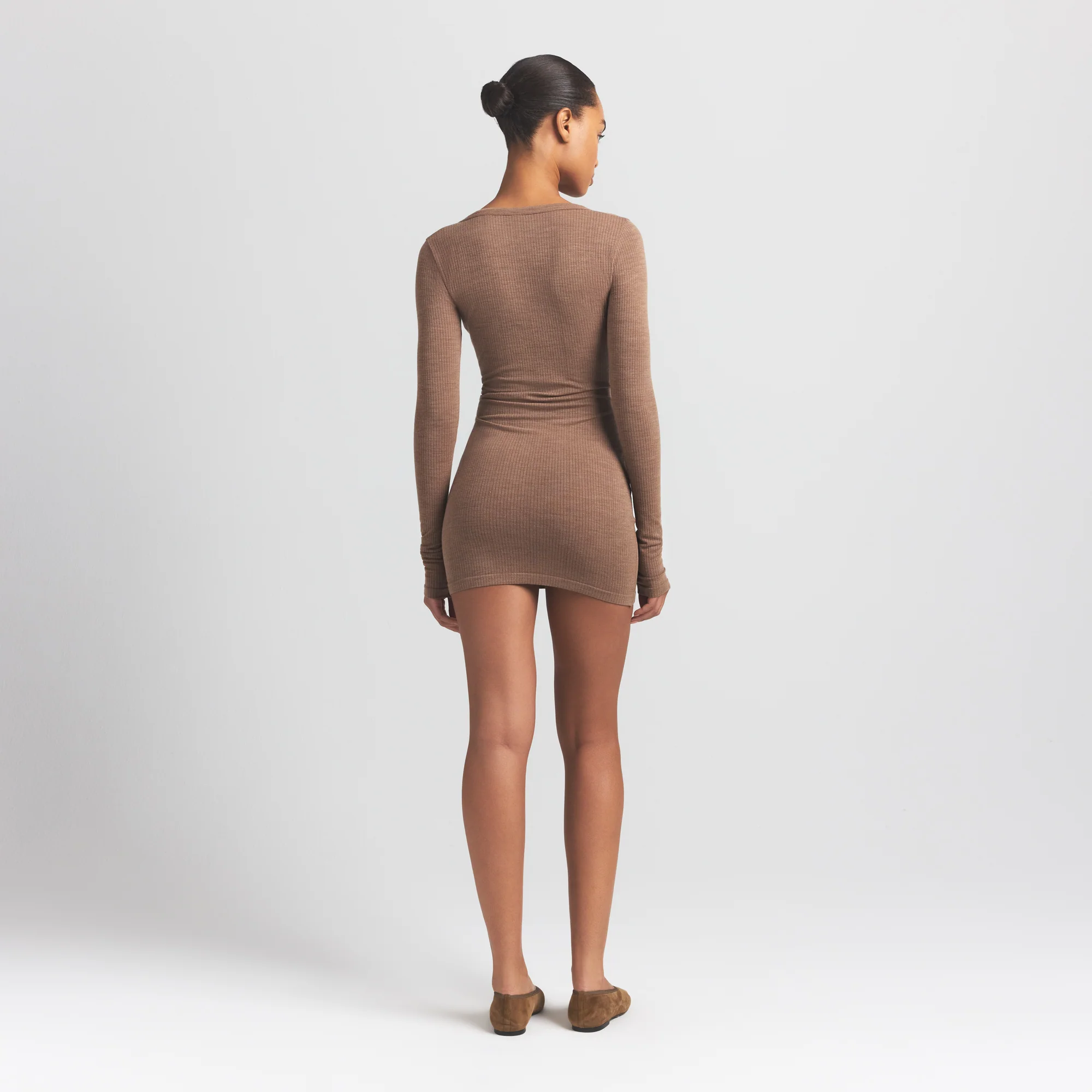 WOOL RIB HENLEY DRESS | SIENNA - Image 6