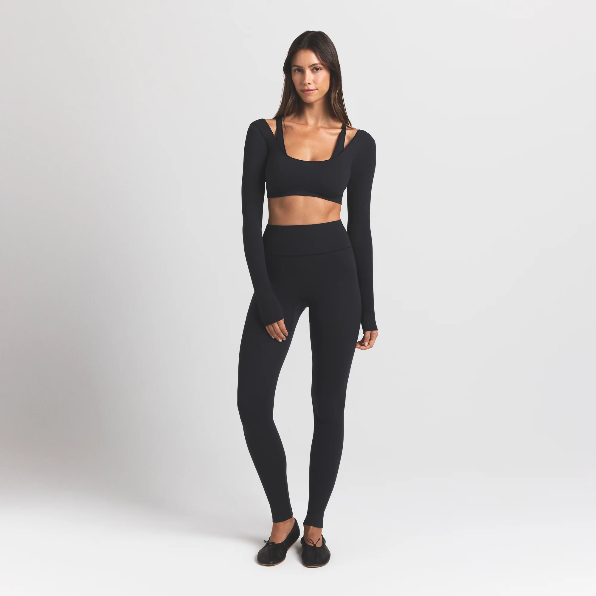 WOOL RIB HIGH-WAISTED LEGGING | OBSIDIAN - Image 2