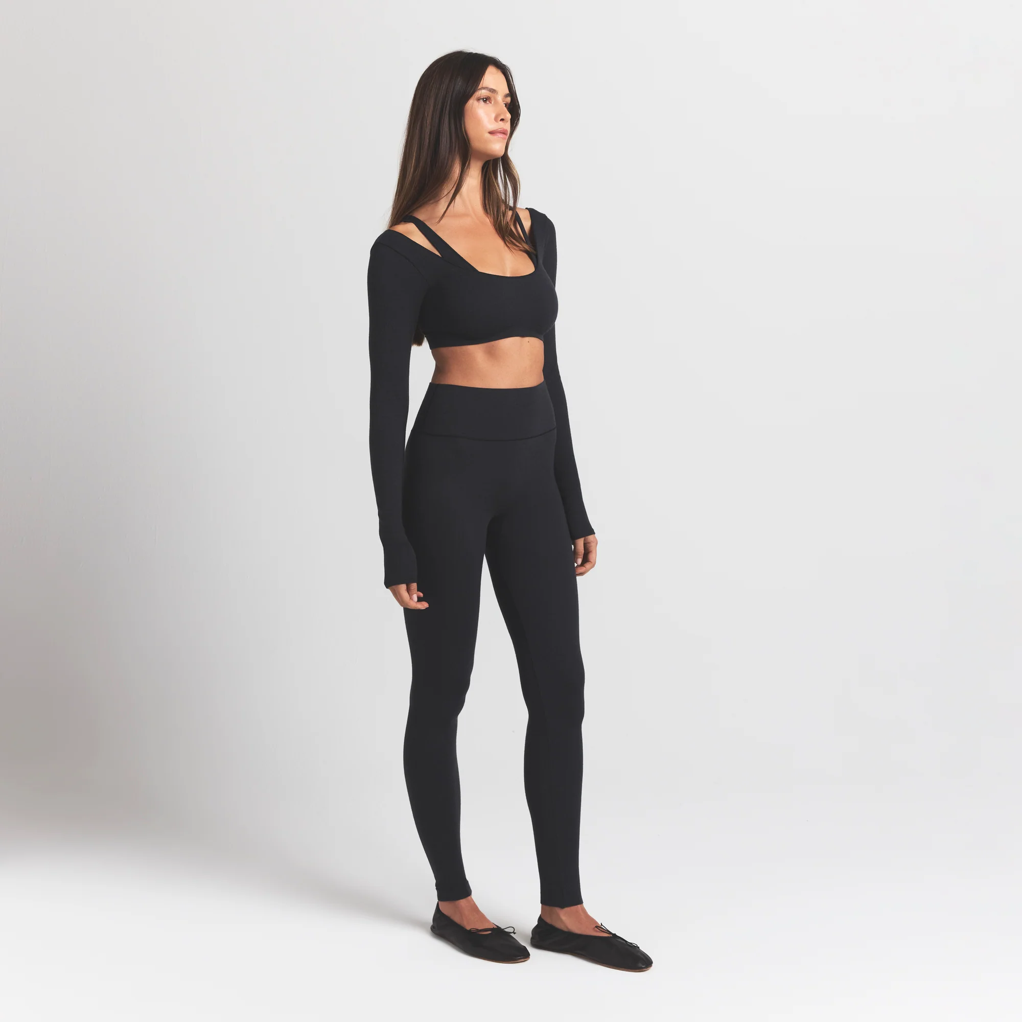WOOL RIB HIGH-WAISTED LEGGING | OBSIDIAN - Image 3
