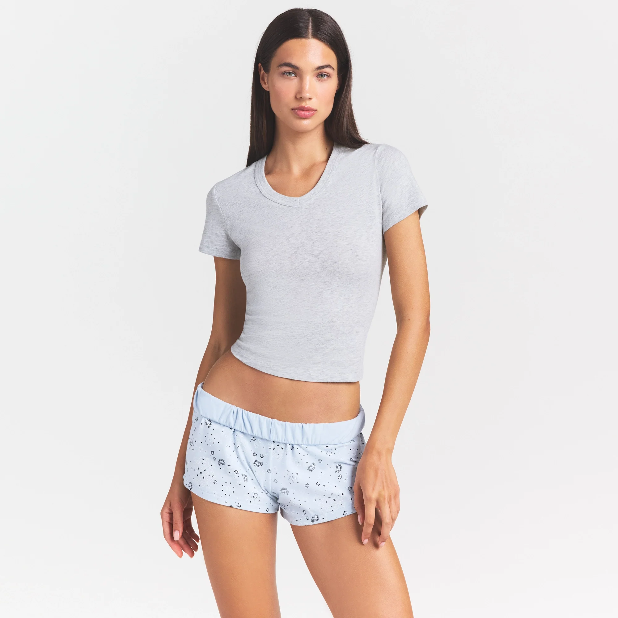 WORN IN JERSEY BABY V NECK TEE | LIGHT HEATHER GREY - Image 3