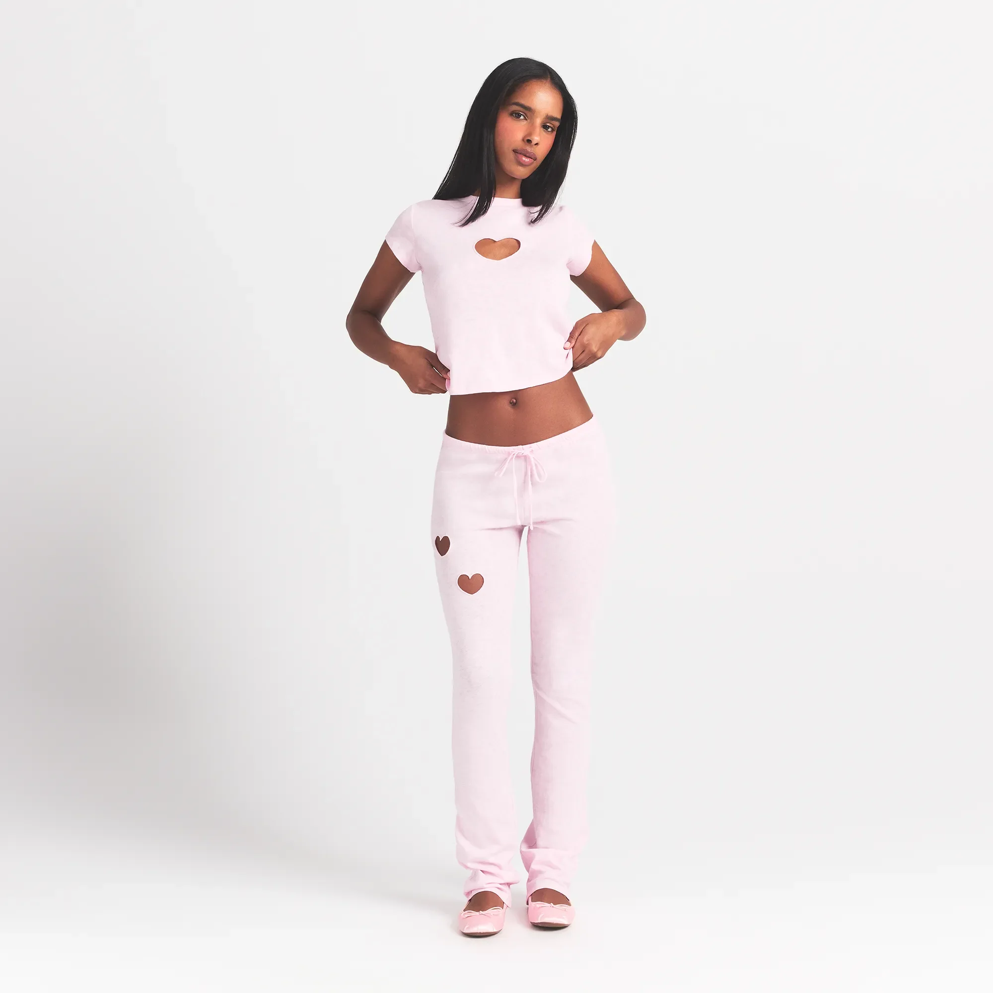 WORN IN JERSEY HEART STRAIGHT LEG PANT | BABY PINK - Image 2