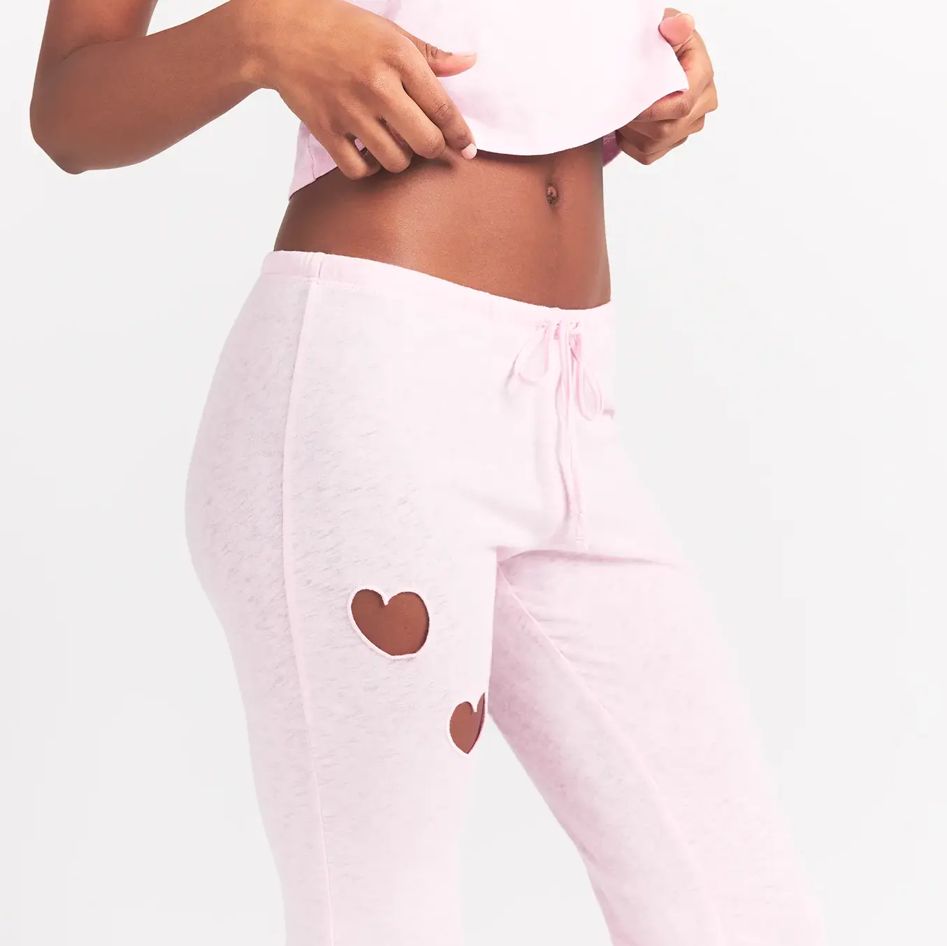 WORN IN JERSEY HEART STRAIGHT LEG PANT | BABY PINK - Image 3