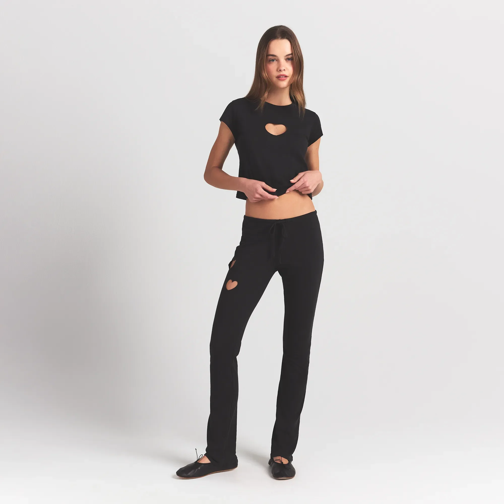 WORN IN JERSEY HEART STRAIGHT LEG PANT | WASHED ONYX - Image 2