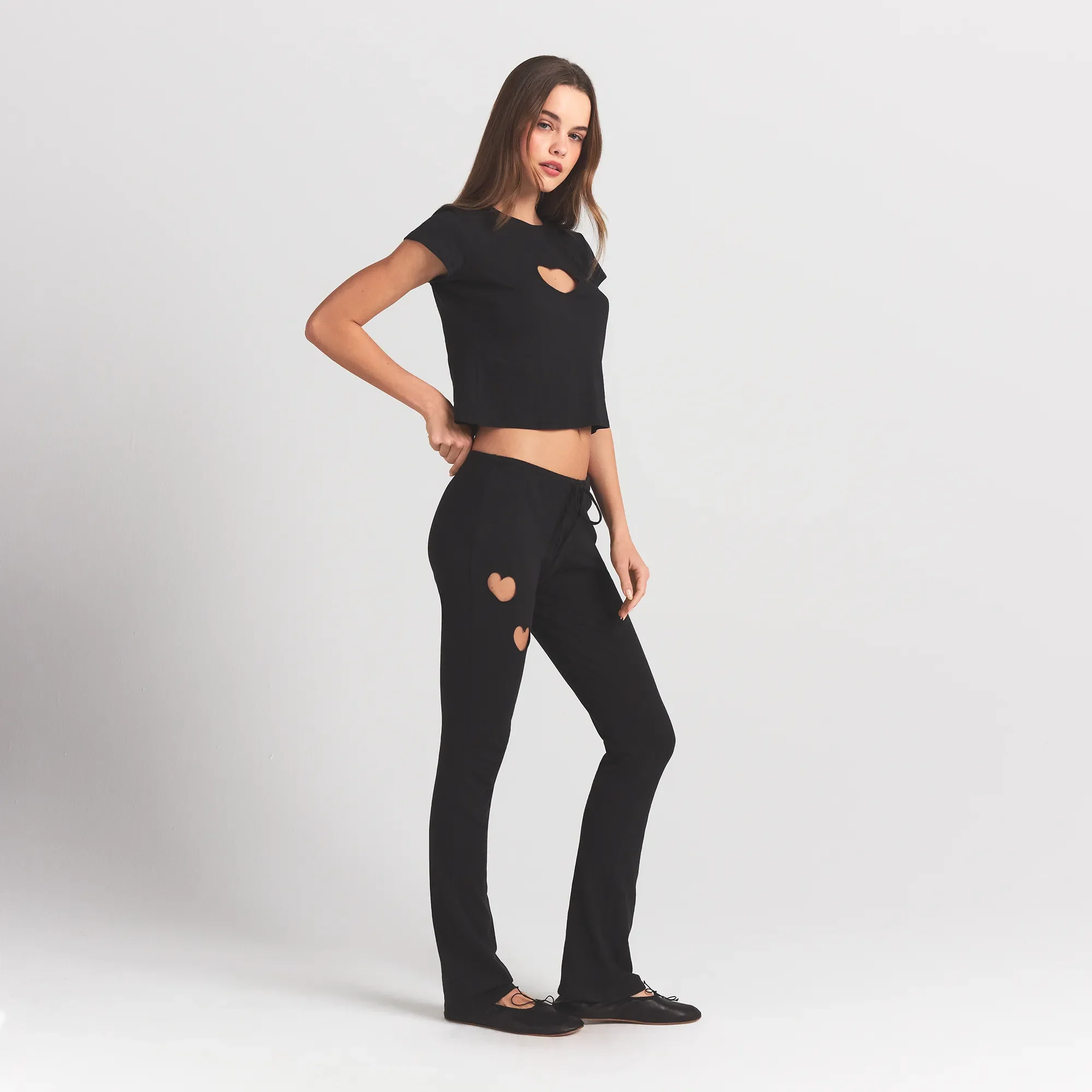 WORN IN JERSEY HEART STRAIGHT LEG PANT | WASHED ONYX - Image 5