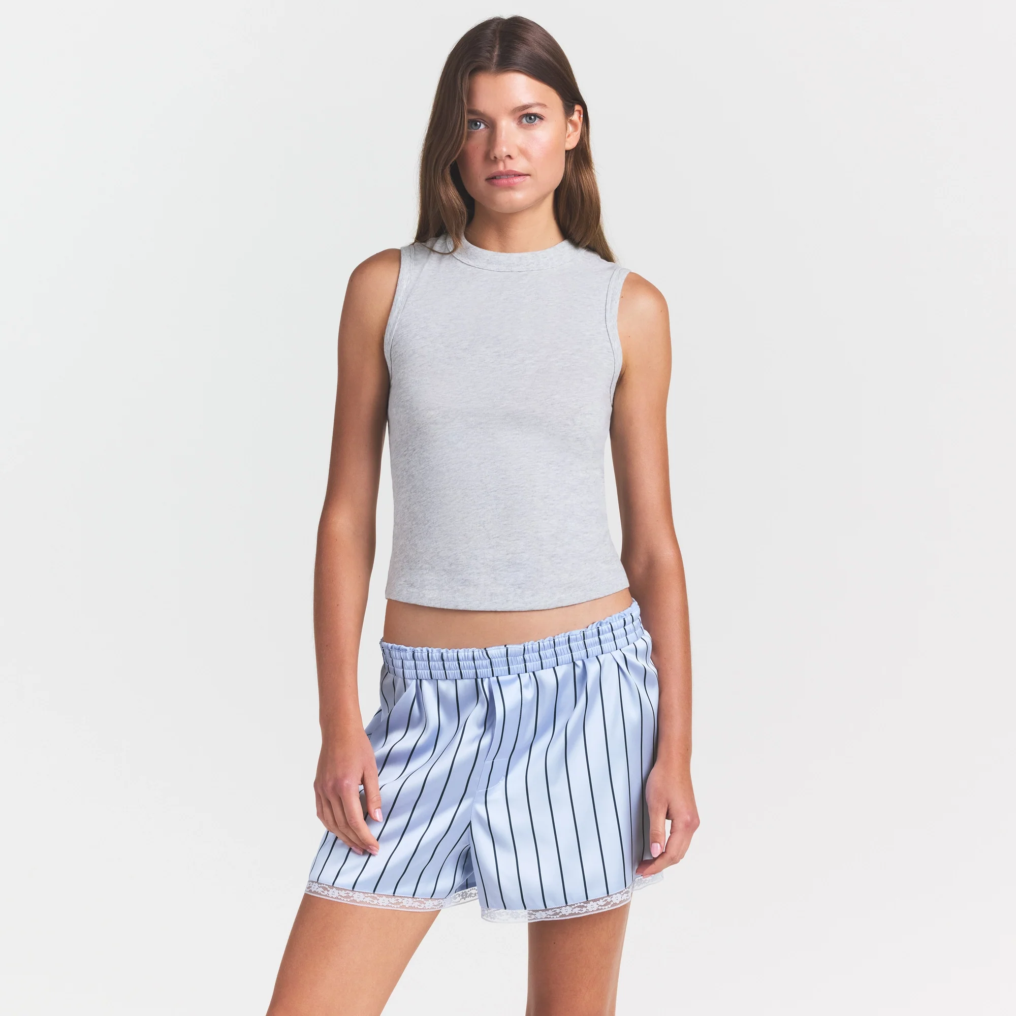 WORN IN JERSEY HIGH CREW TANK | LIGHT HEATHER GREY - Image 3