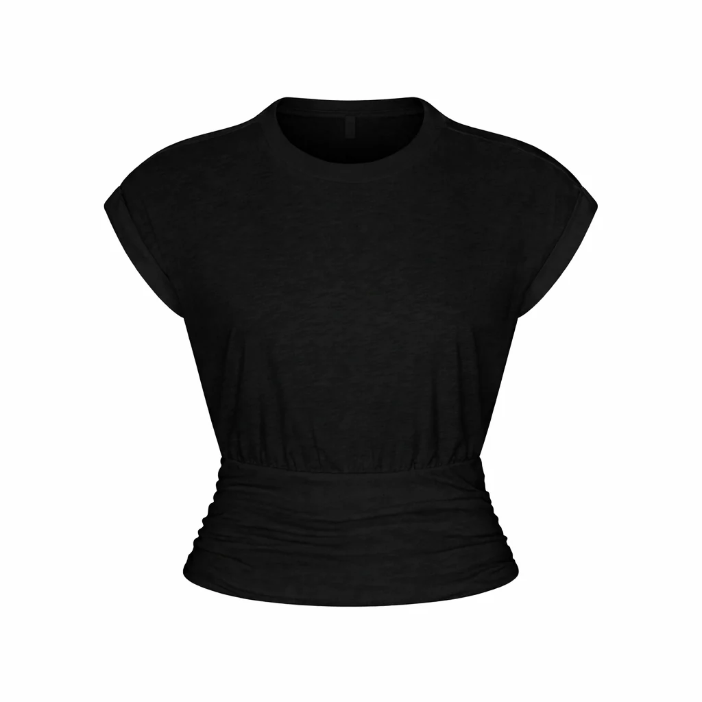 WORN IN JERSEY RUCHED TEE | WASHED ONYX