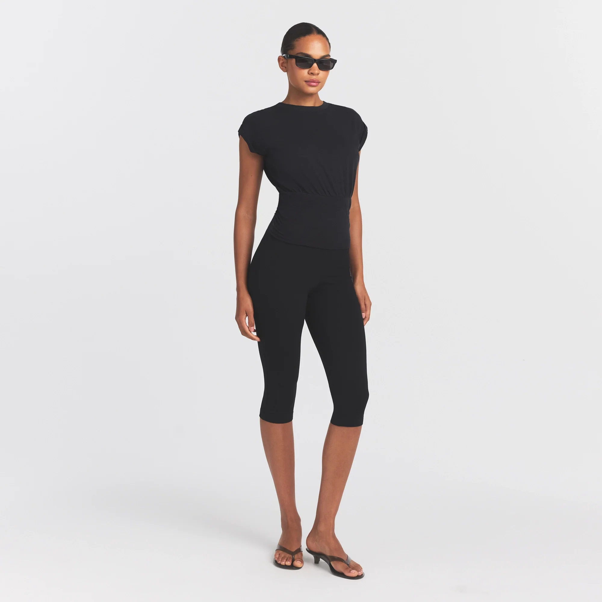 WORN IN JERSEY RUCHED TEE | WASHED ONYX - Image 2