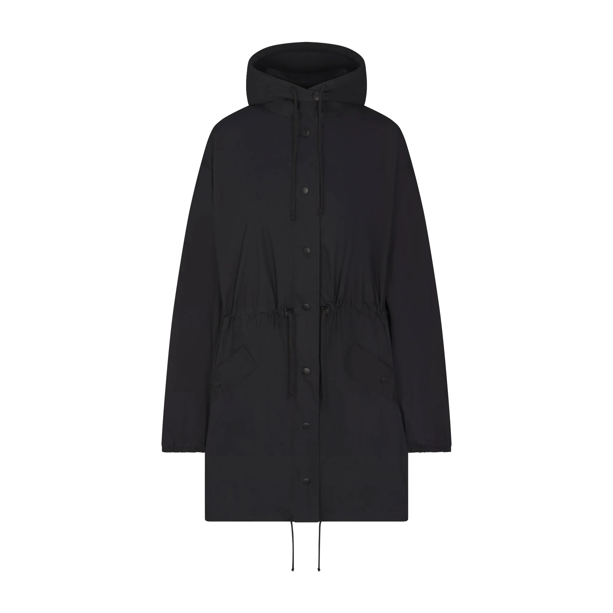 WOVEN COTTON OVERSIZED ANORAK | ONYX