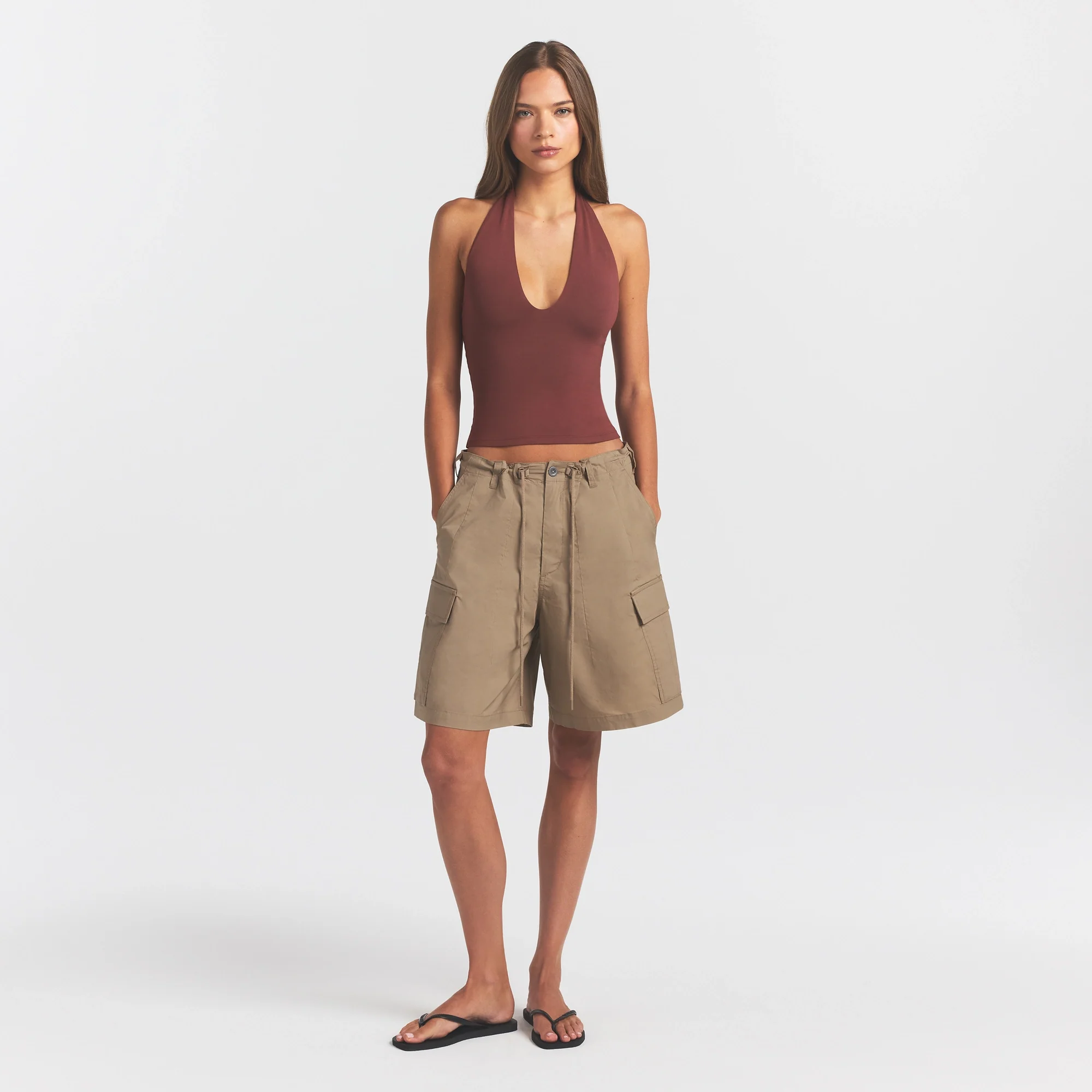 WOVEN COTTON OVERSIZED CARGO SHORT | DESERT - Image 2