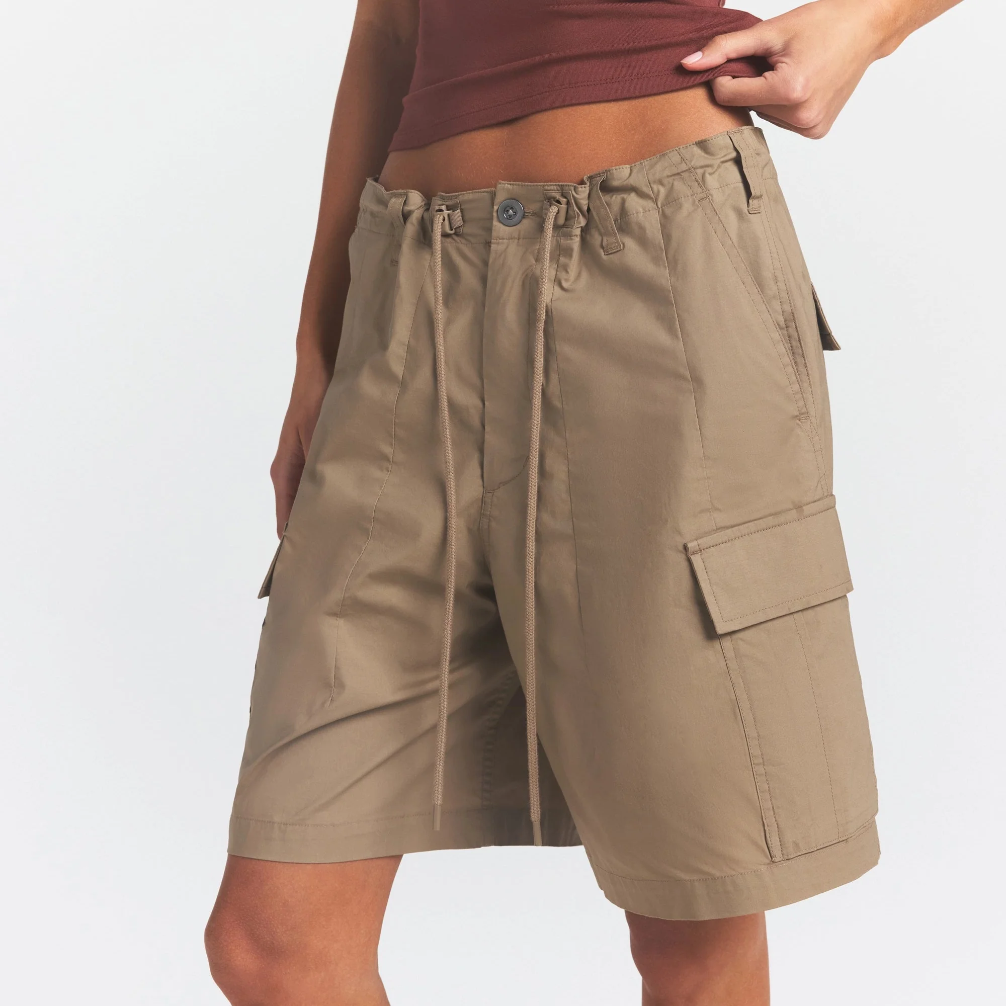 WOVEN COTTON OVERSIZED CARGO SHORT | DESERT - Image 3
