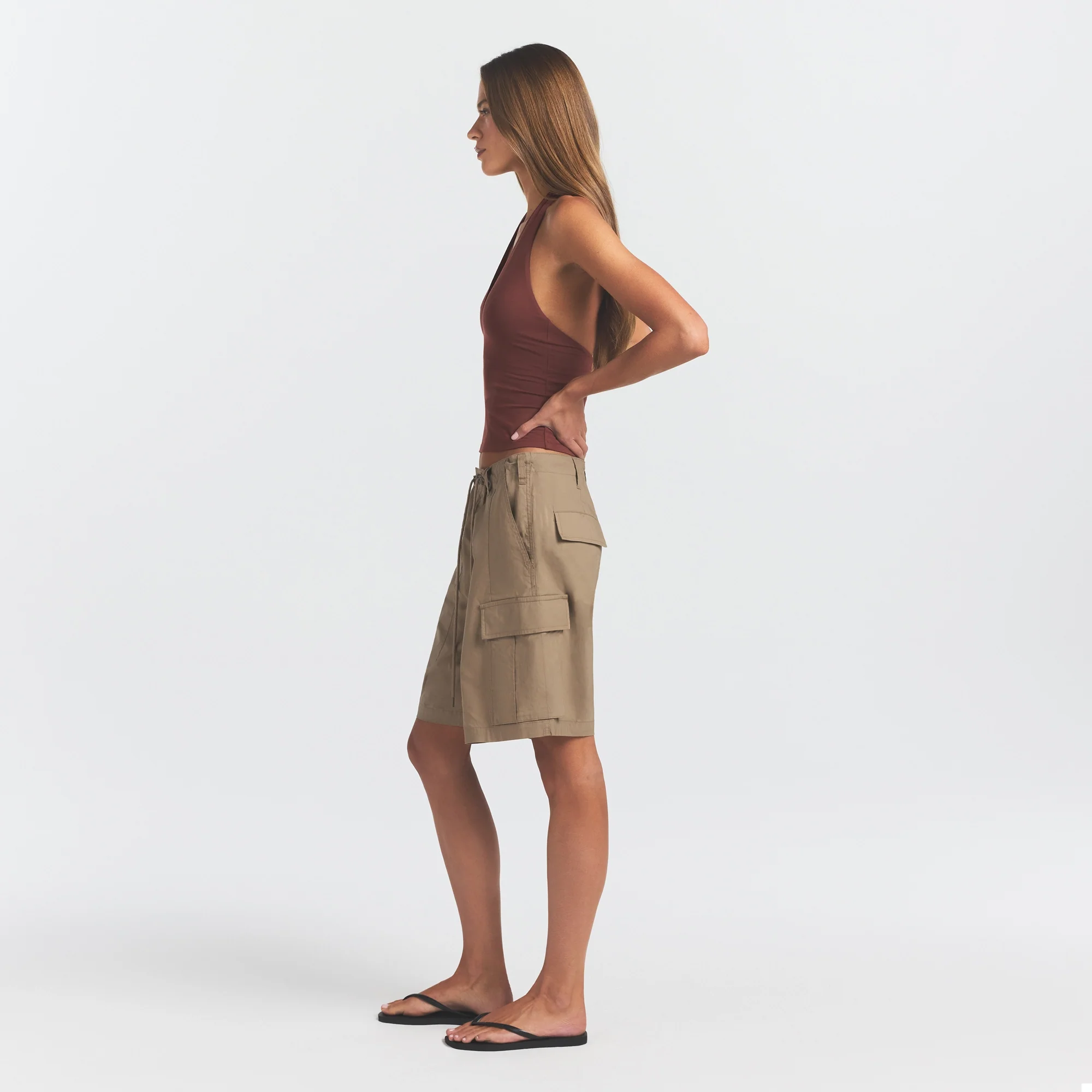 WOVEN COTTON OVERSIZED CARGO SHORT | DESERT - Image 4