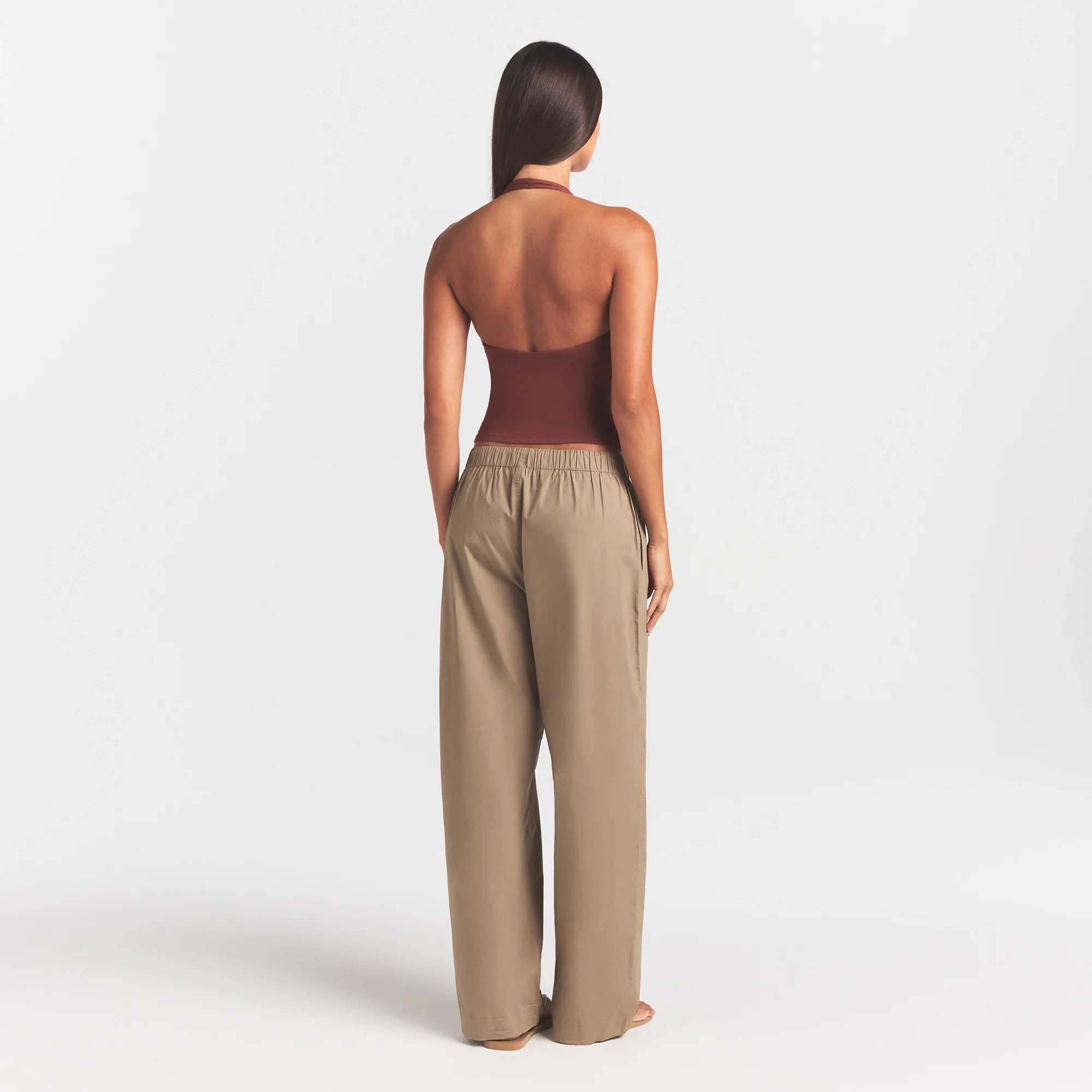 WOVEN COTTON OVERSIZED STRAIGHT LEG PANT | DESERT - Image 5