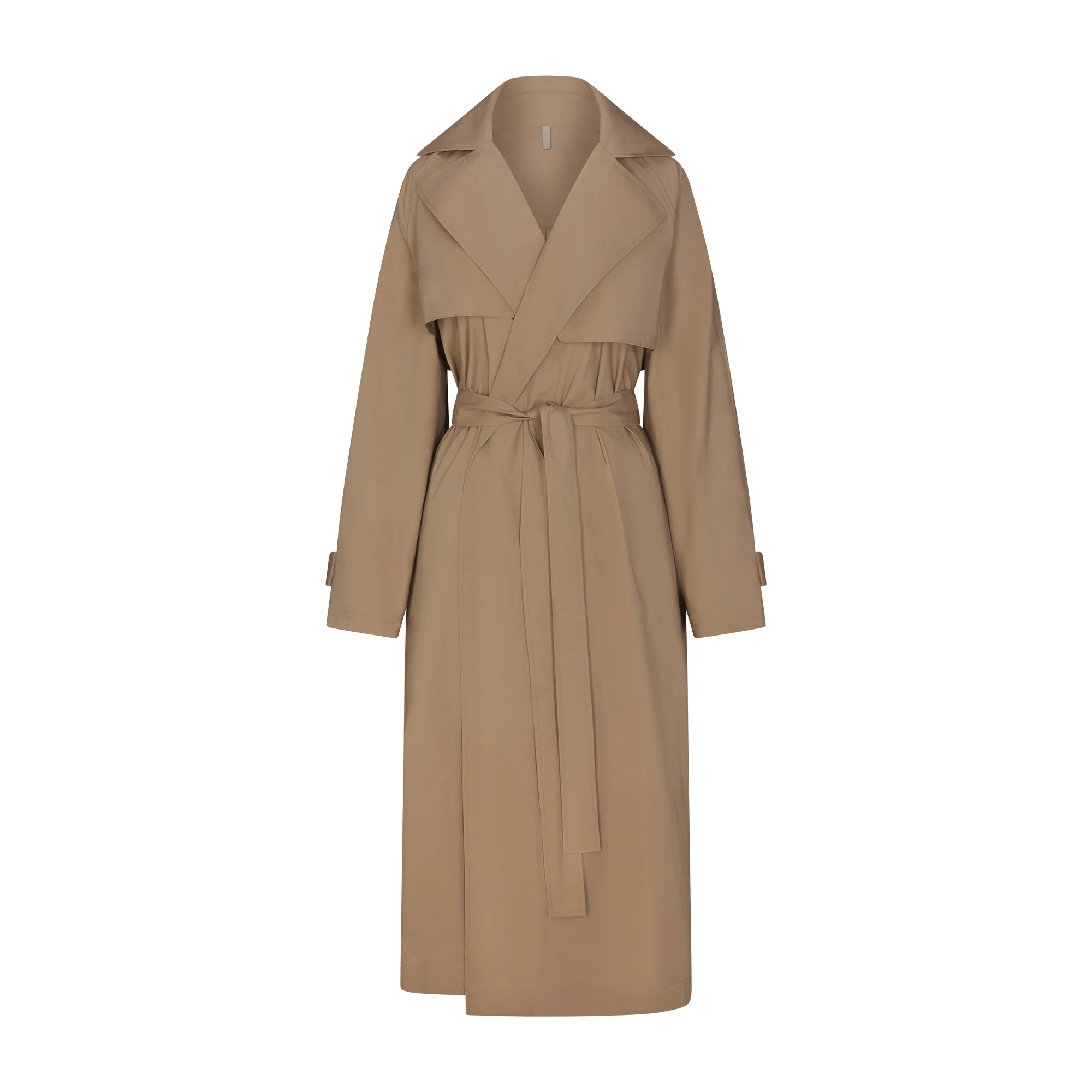 WOVEN COTTON OVERSIZED TRENCH COAT | DESERT
