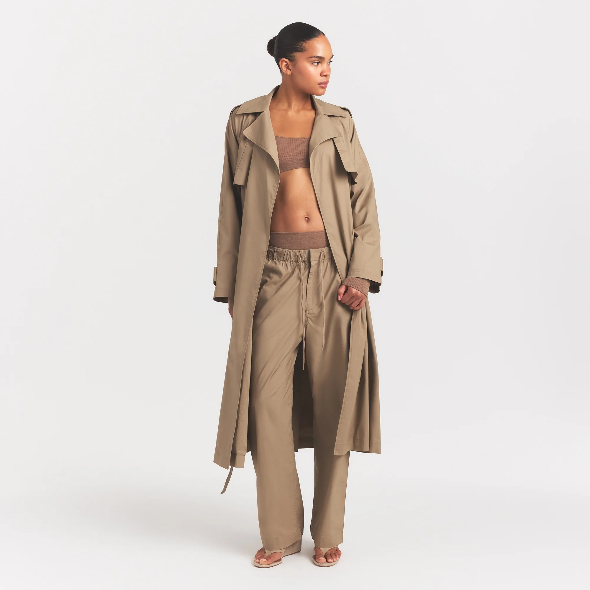 WOVEN COTTON OVERSIZED TRENCH COAT | DESERT - Image 4