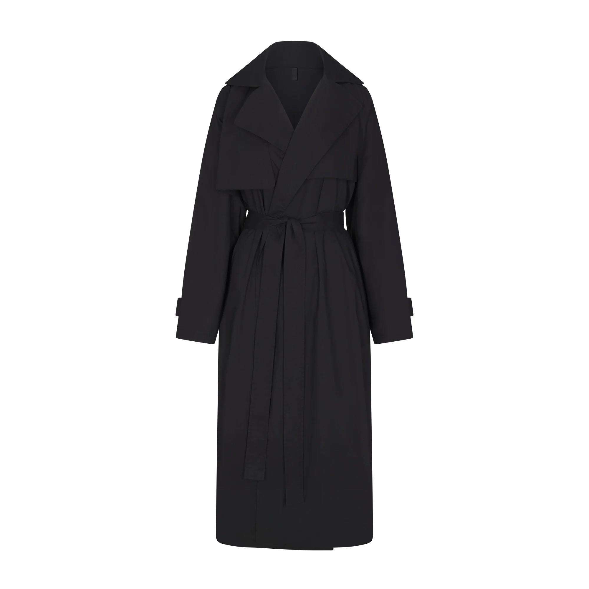 WOVEN COTTON OVERSIZED TRENCH COAT | ONYX