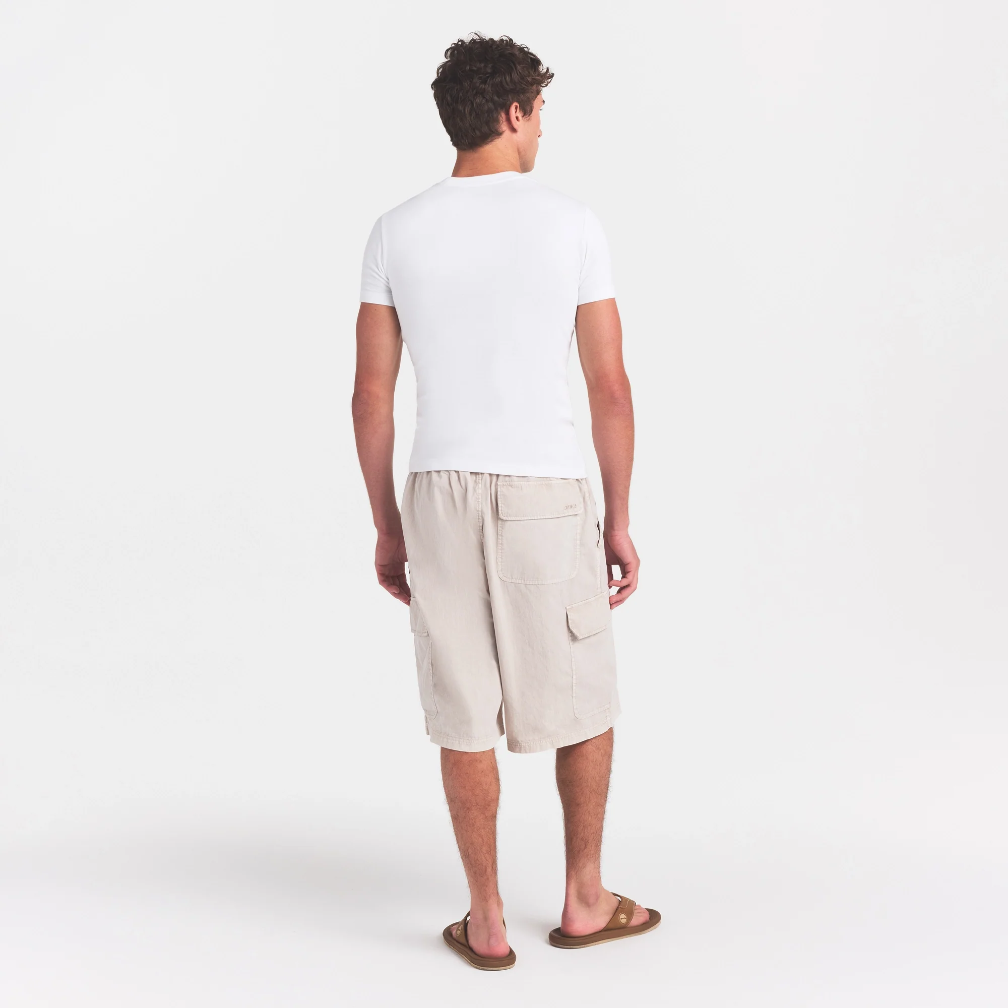 WOVEN MENS RELAXED CARGO SHORT | STONE - Image 5