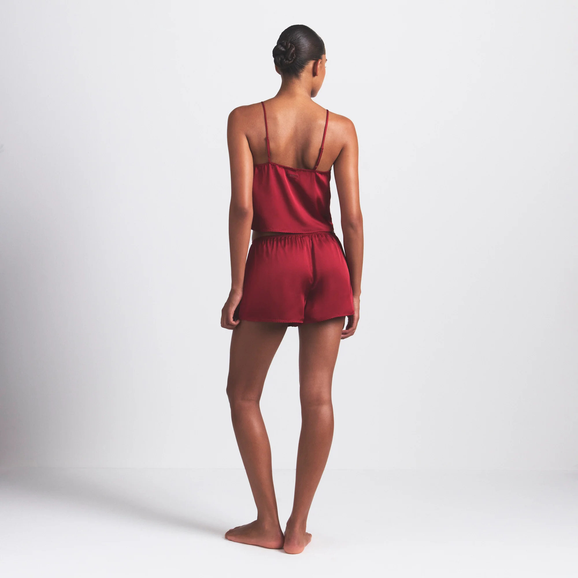 WOVEN SHINE CAMI AND SHORT SLEEP SET | BRICK - Image 5