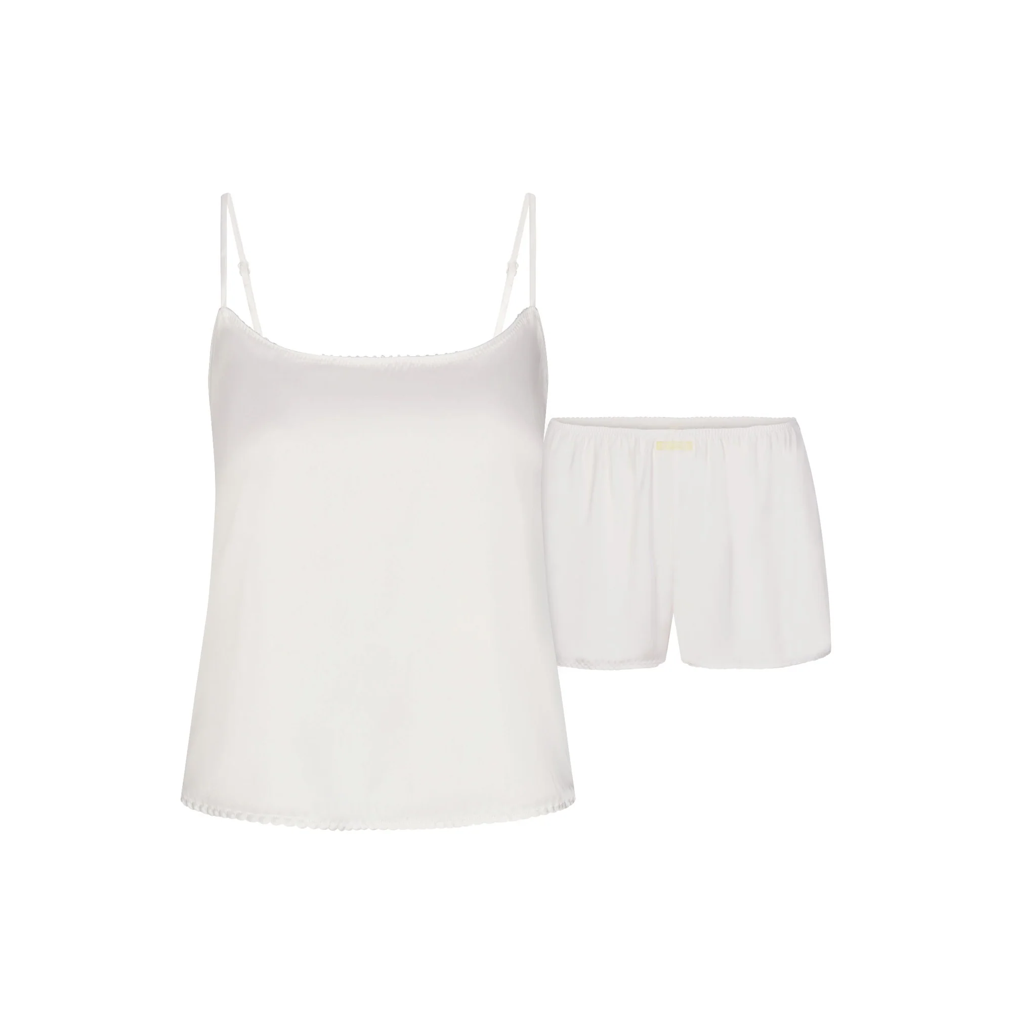 WOVEN SHINE CAMI AND SHORT SLEEP SET | IVORY