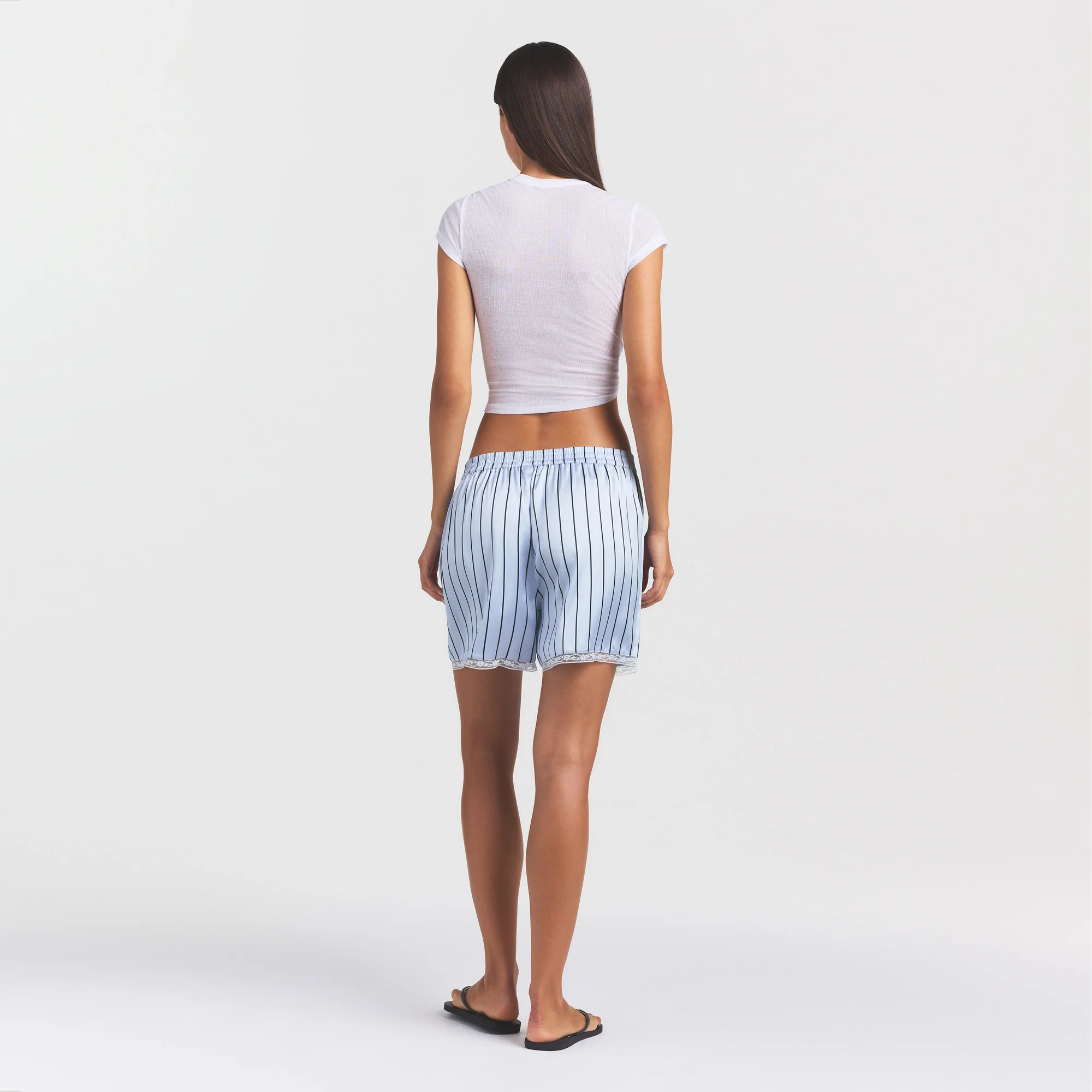 WOVEN SHINE LACE BOXER | PERIWINKLE WIDE STRIPE - Image 4