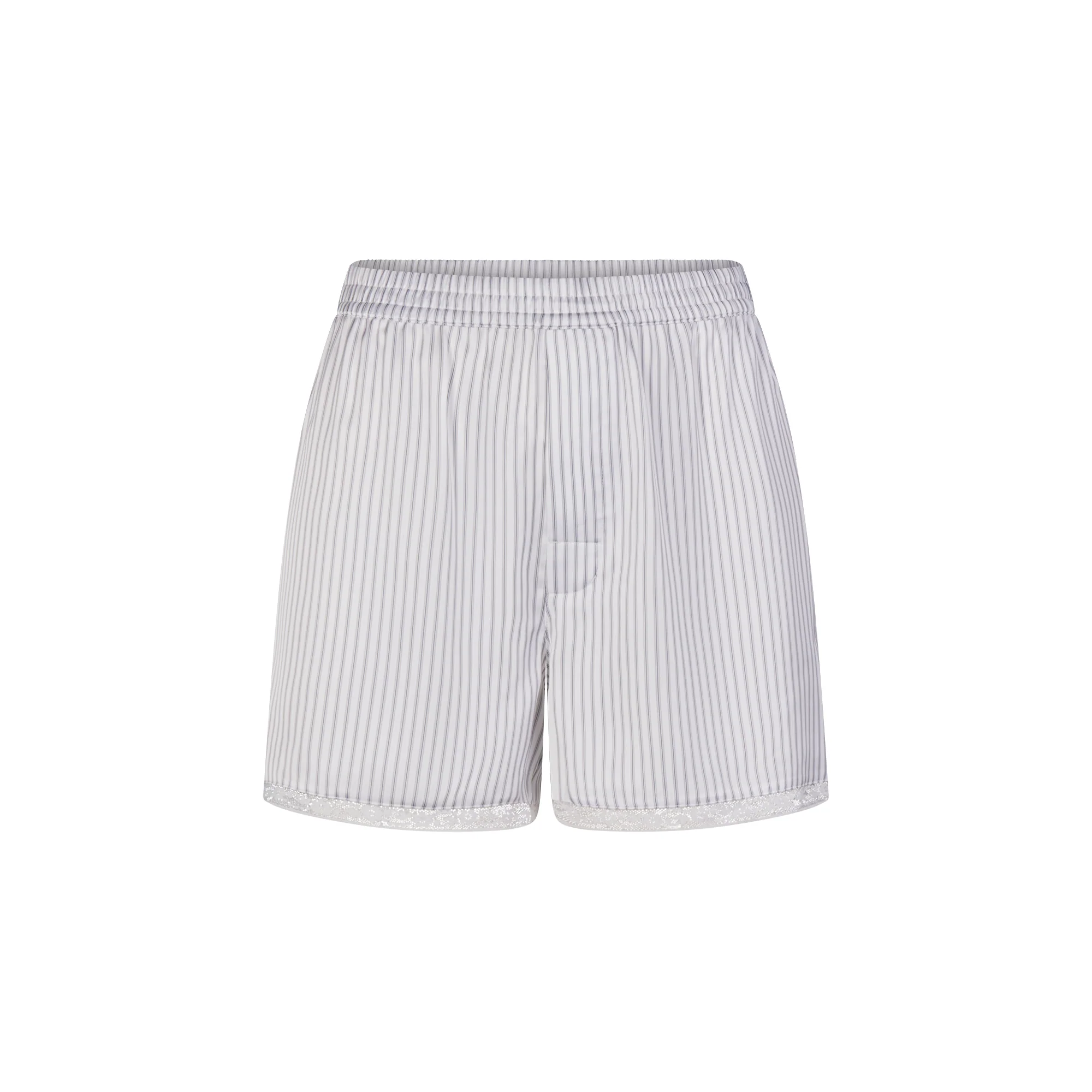 WOVEN SHINE LACE BOXER | SILVER TRIPLE PINSTRIPE
