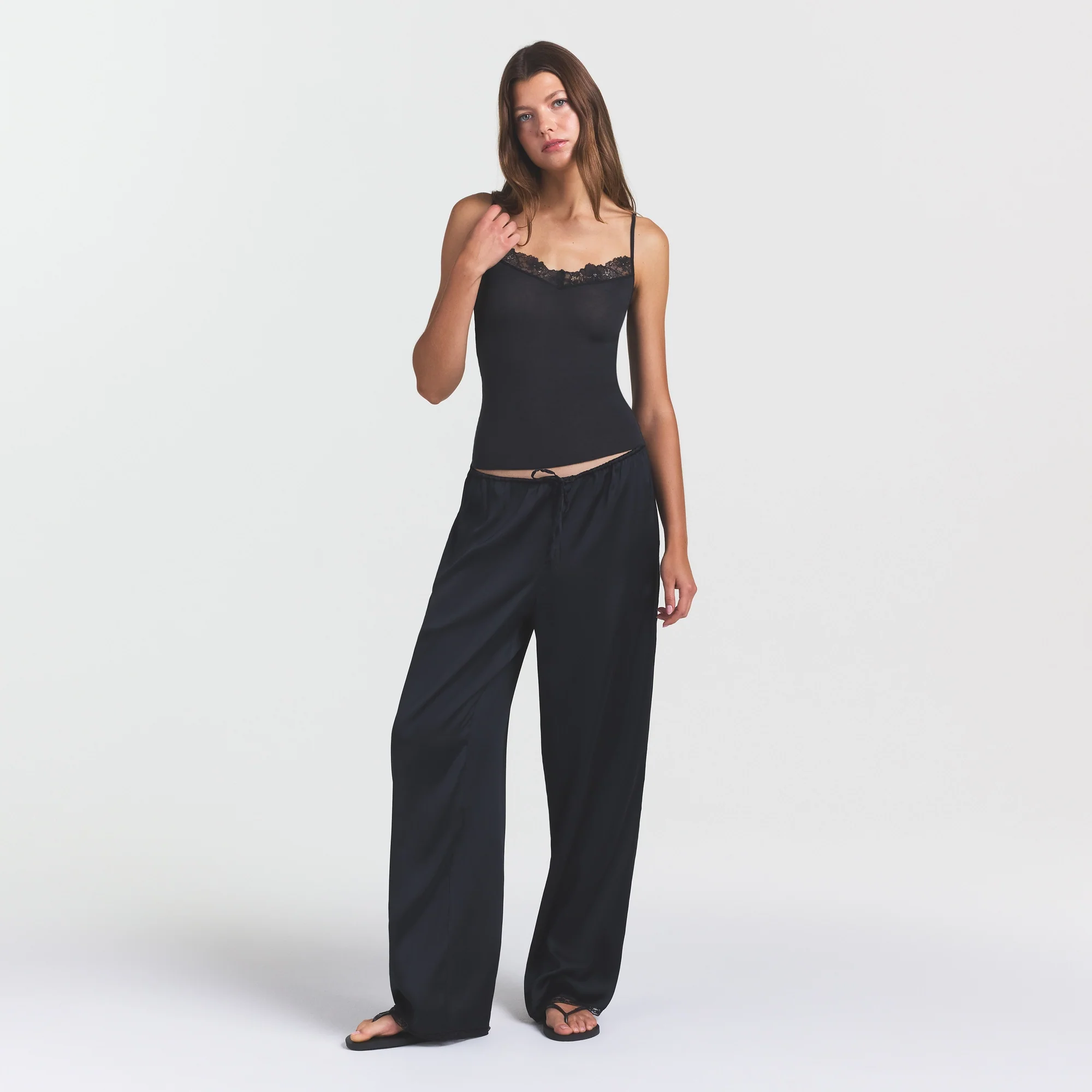 WOVEN SHINE LACE PANT | ONYX - Image 2