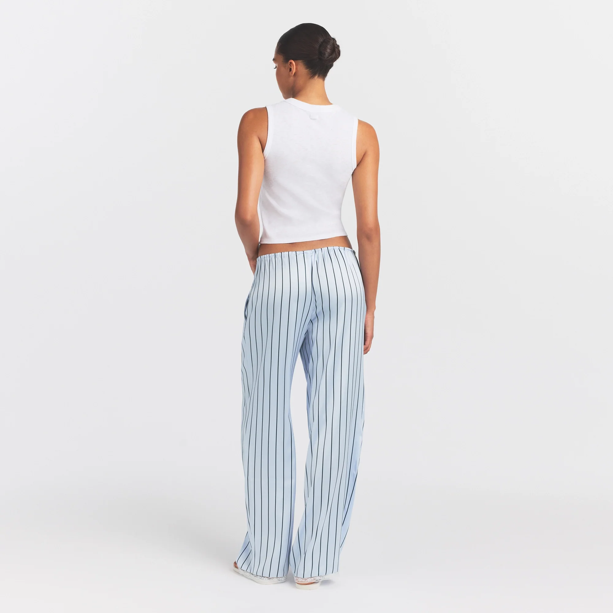 WOVEN SHINE LACE PANT | PERIWINKLE WIDE STRIPE - Image 5