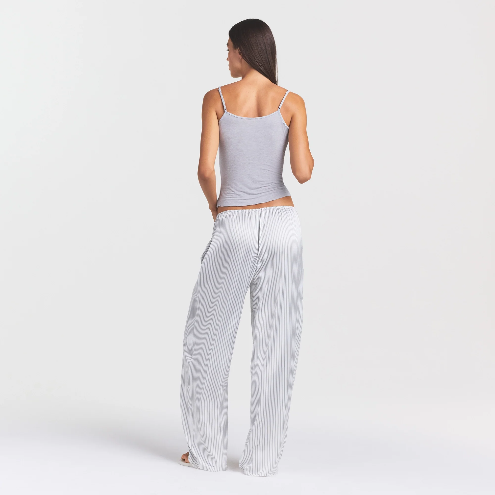 WOVEN SHINE LACE PANT | SILVER TRIPLE PINSTRIPE - Image 4
