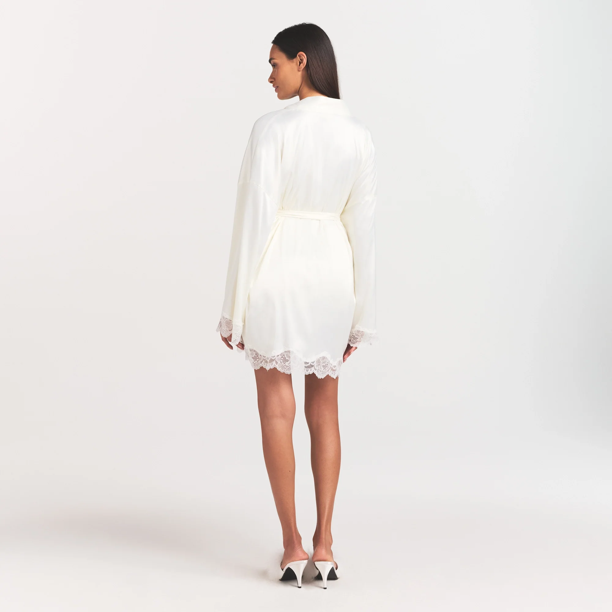WOVEN SHINE LACE ROBE | IVORY - Image 6