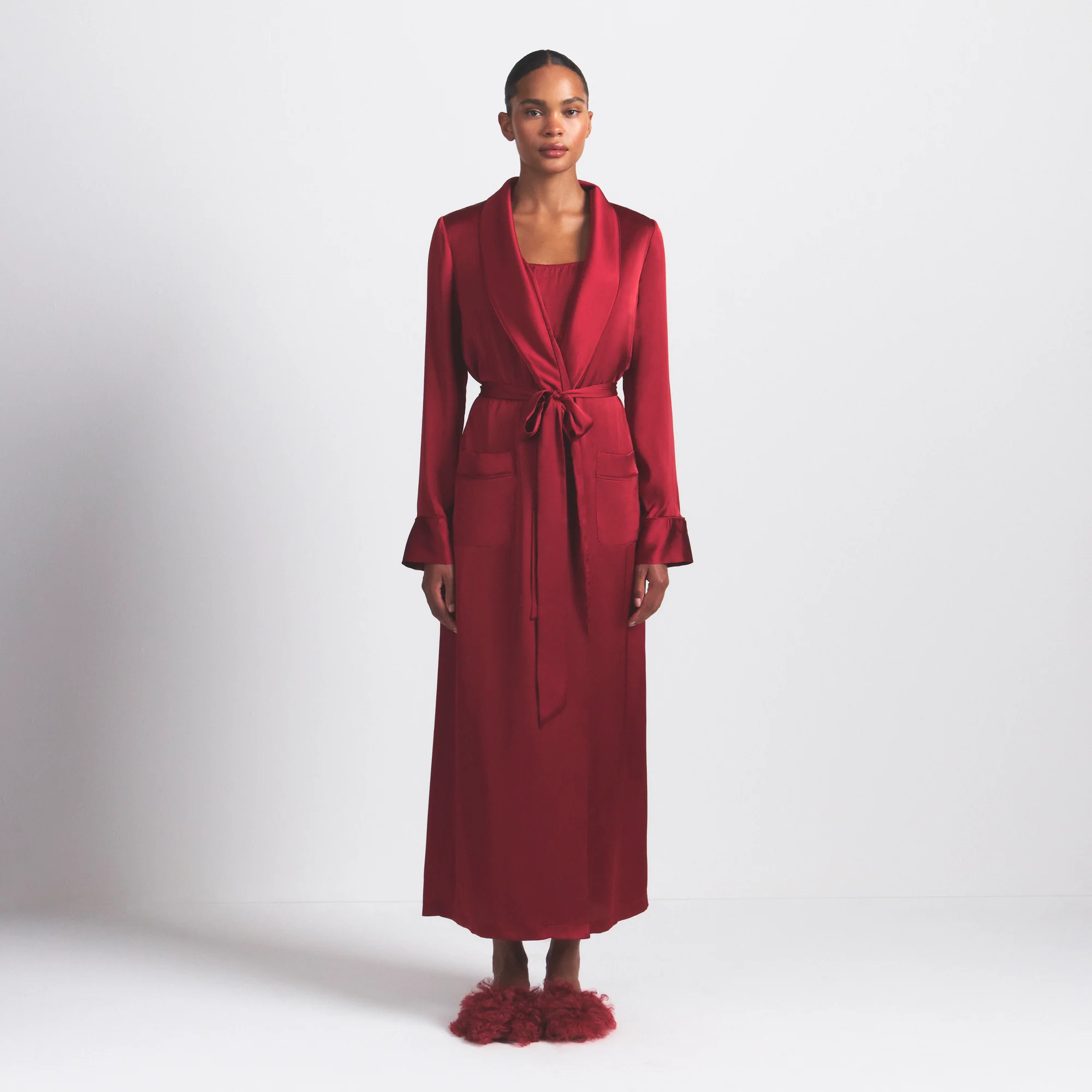 WOVEN SHINE LONG ROBE | BRICK - Image 3