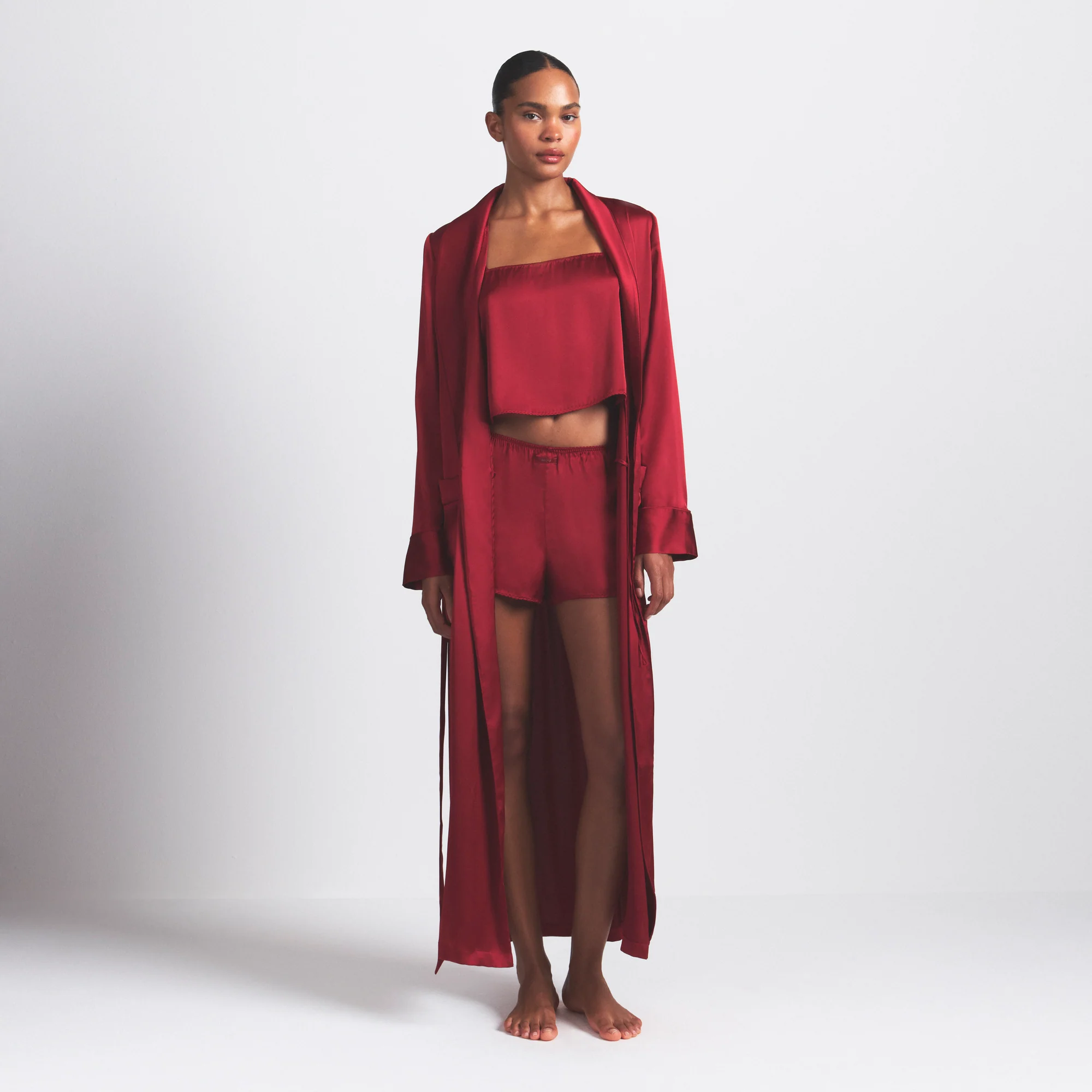 WOVEN SHINE LONG ROBE | BRICK - Image 4