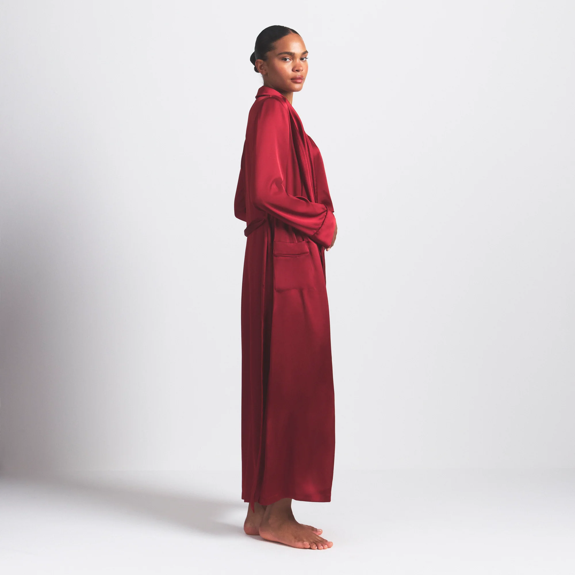 WOVEN SHINE LONG ROBE | BRICK - Image 5