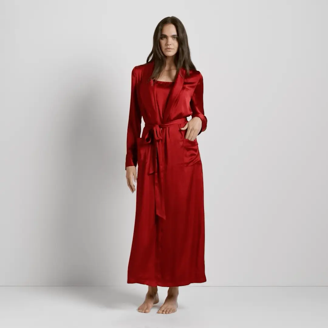 WOVEN SHINE LONG ROBE | BRICK - Image 7