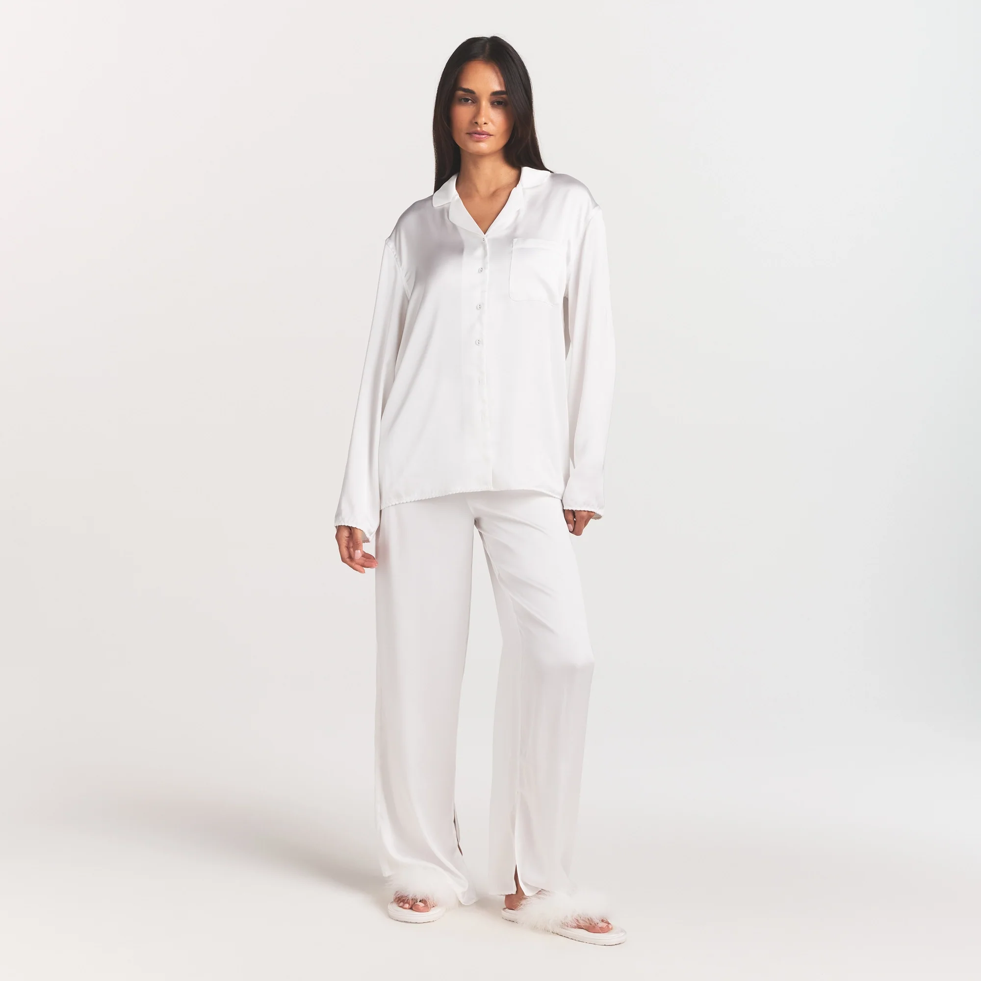 WOVEN SHINE LONG SLEEP SET | IVORY - Image 3