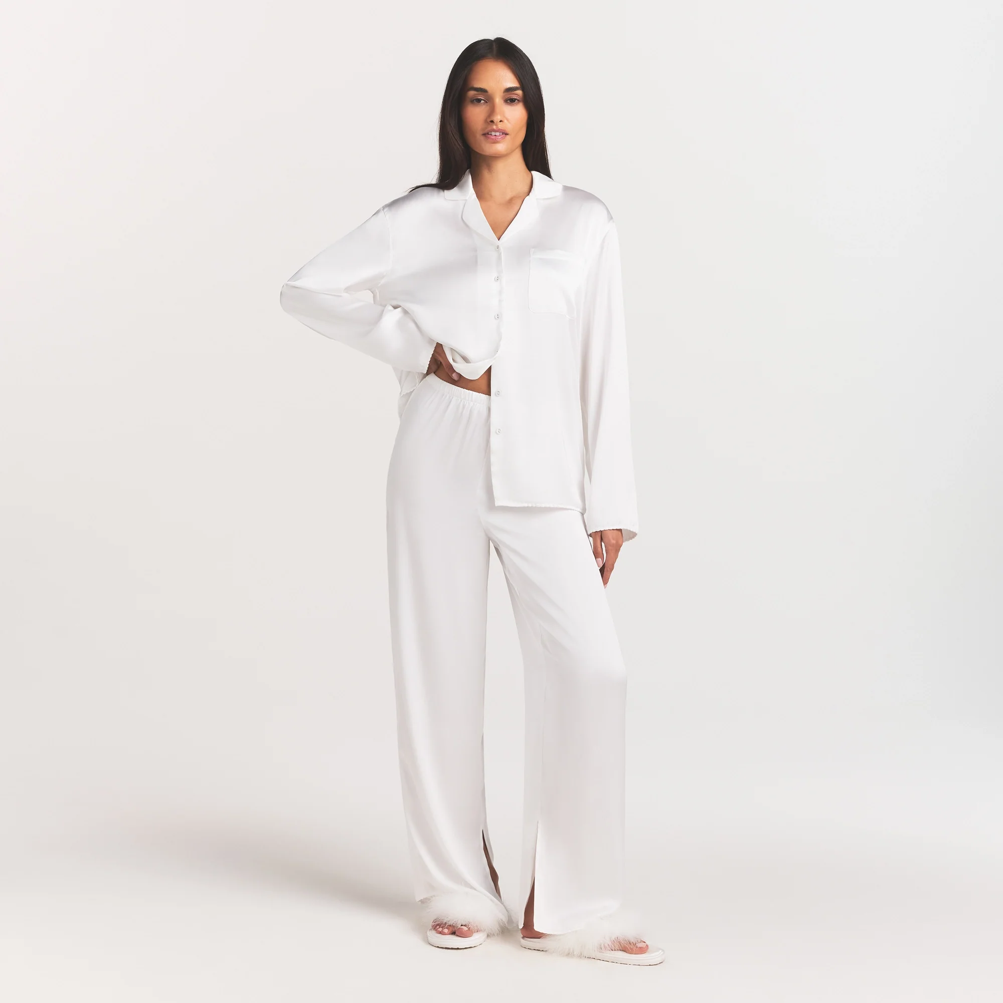 WOVEN SHINE LONG SLEEP SET | IVORY - Image 4