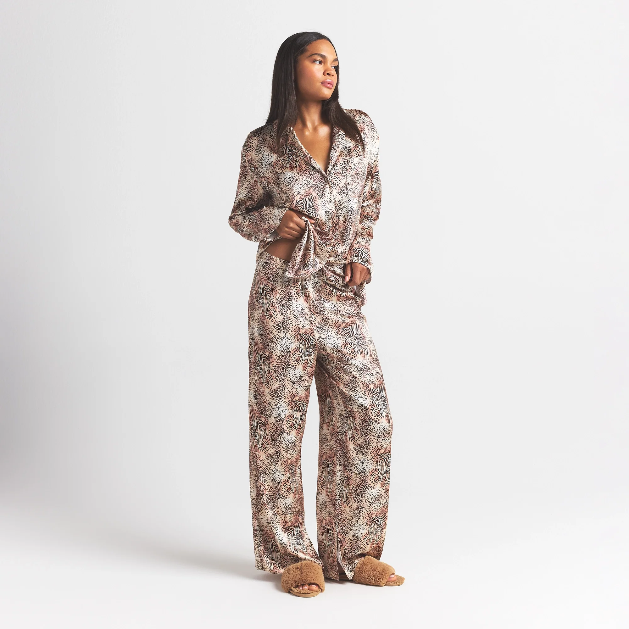 WOVEN SHINE LONG SLEEP SET | SAND MINI MULTI ANIMAL - Image 4